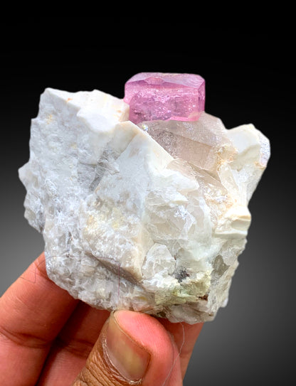 Pink Color Tourmaline with Blue Core, Tourmaline Crystal, Quartz and Feldspar, Tourmaline Specimen from Pachigram Afghanistan - 205 gram