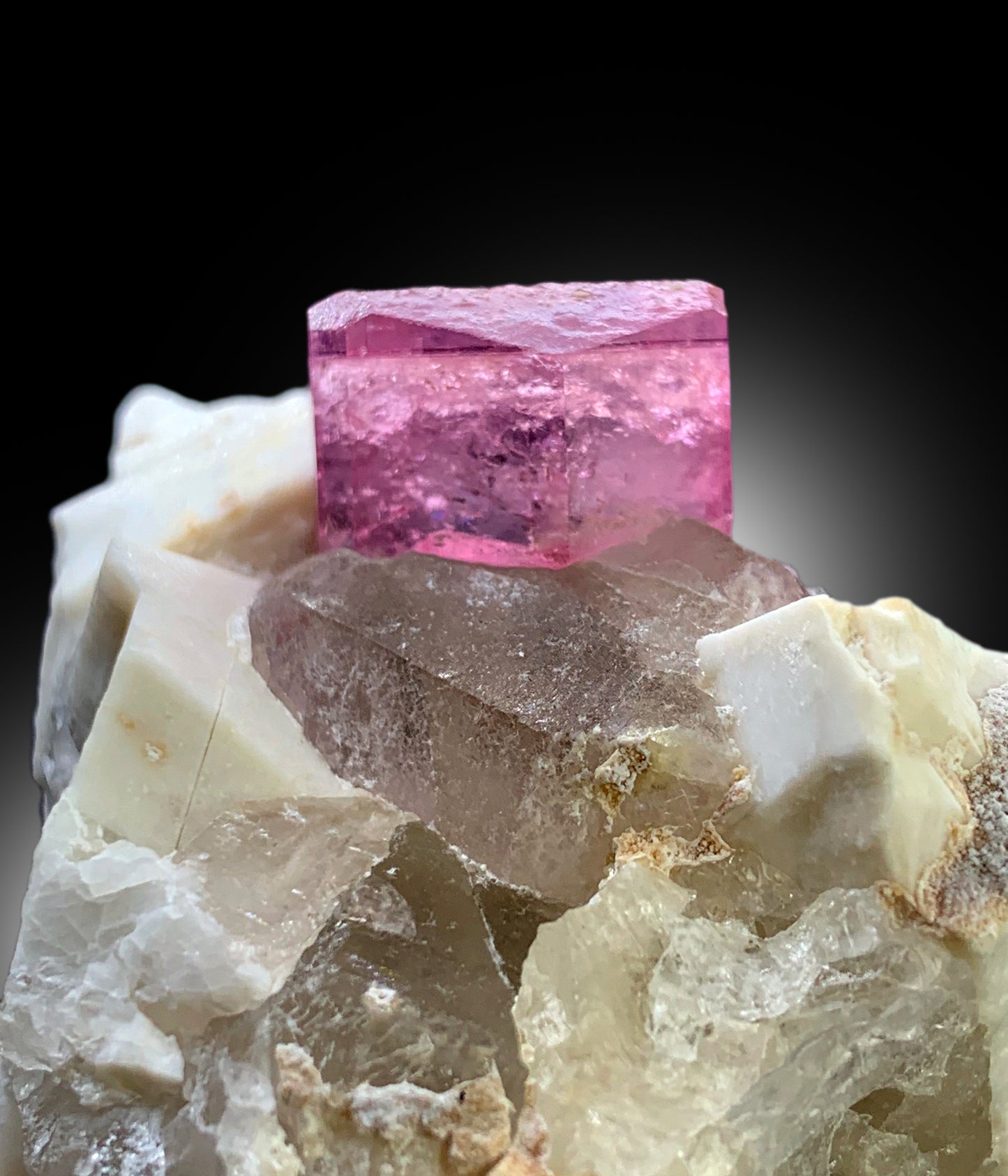 Pink Color Tourmaline with Blue Core, Tourmaline Crystal, Quartz and Feldspar, Tourmaline Specimen from Pachigram Afghanistan - 205 gram