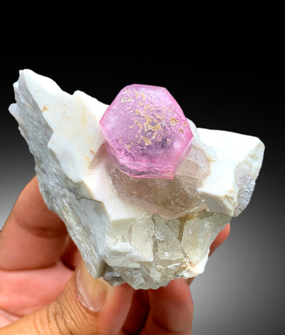 Pink Color Tourmaline with Blue Core, Tourmaline Crystal, Quartz and Feldspar, Tourmaline Specimen from Pachigram Afghanistan - 205 gram