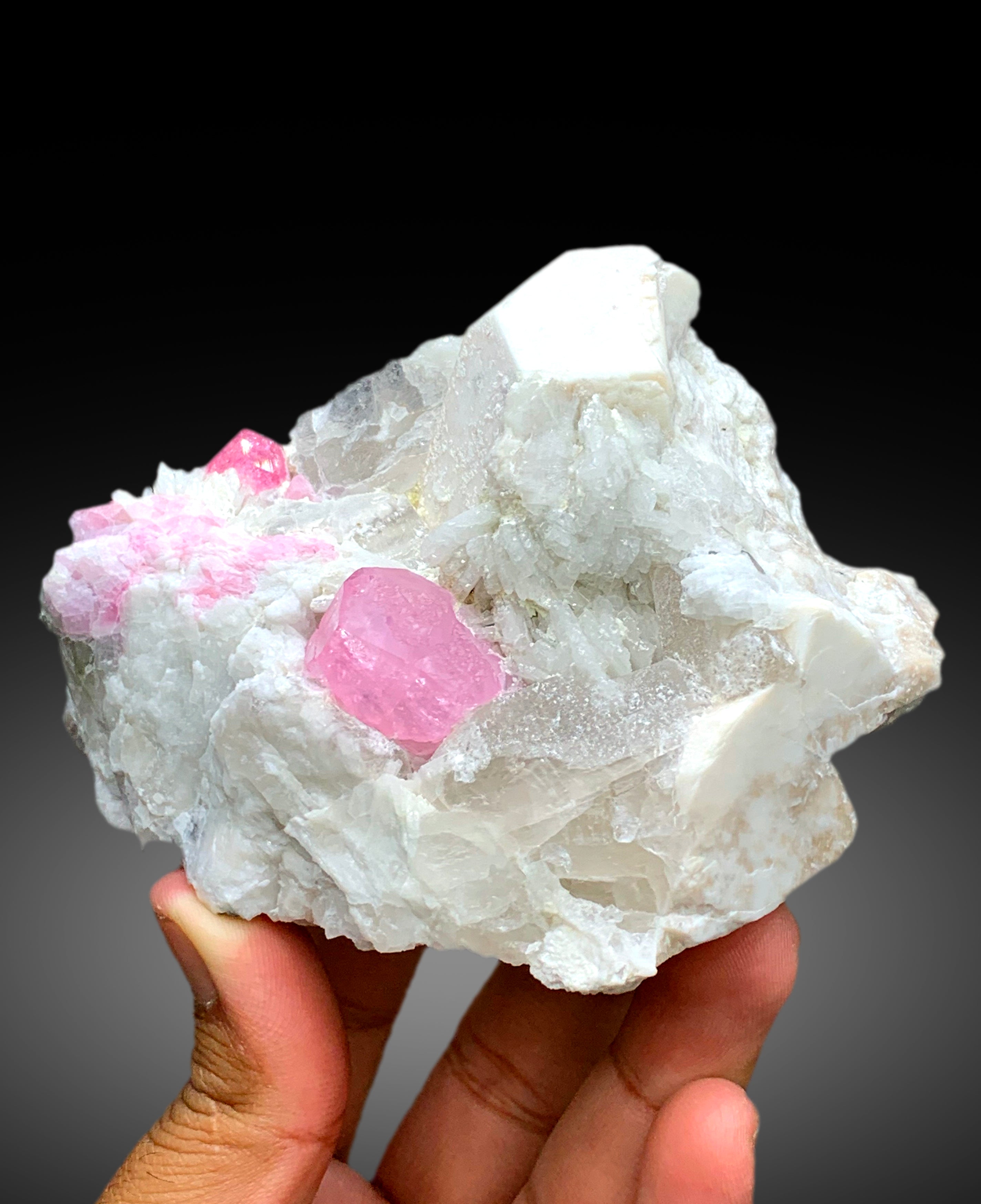 Pink Color Tourmaline Crystals with Quartz, Mica and Feldspar from Pachigram Afghanistan - 470 gram