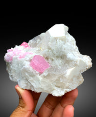 Pink Color Tourmaline Crystals with Quartz, Mica and Feldspar from Pachigram Afghanistan - 470 gram