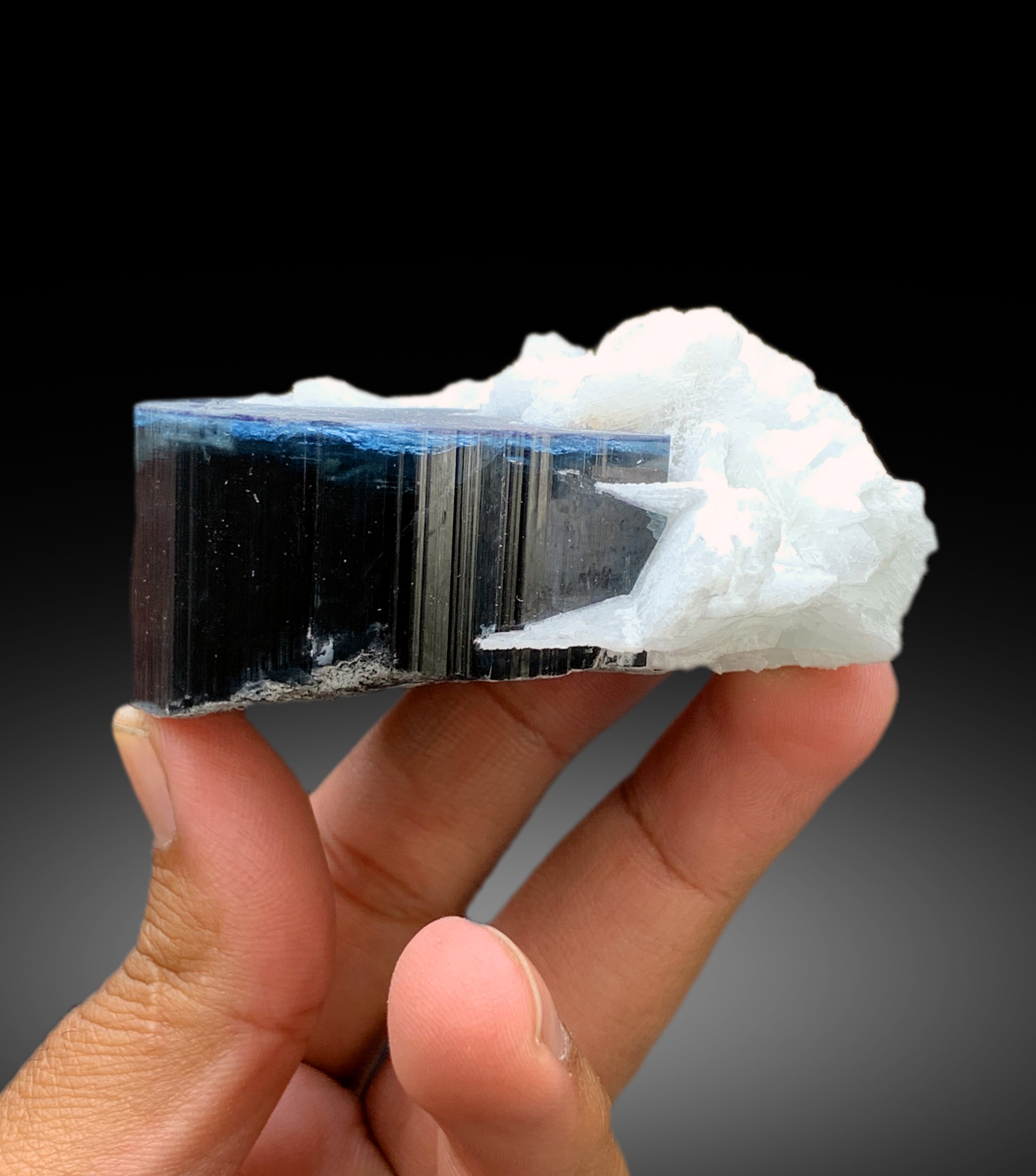 Blue Cap Tourmaline with Cleavelandite Albite from Paprok Afghanistan - 226 gram