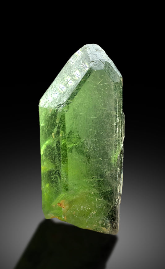 Lush Green Peridot Crystal with Ludwigite Inclusions, Peridot Specimen - 28 gram