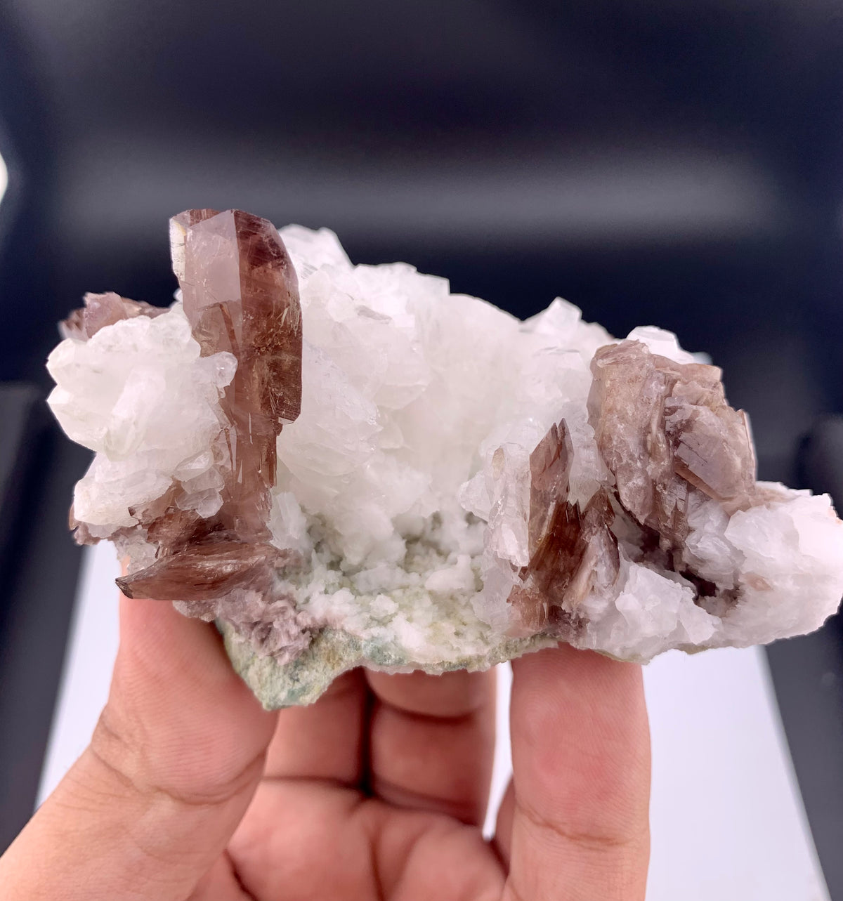 Brown Axinite Crystals On penicillin From Skardu Pakistan - 197 Grams