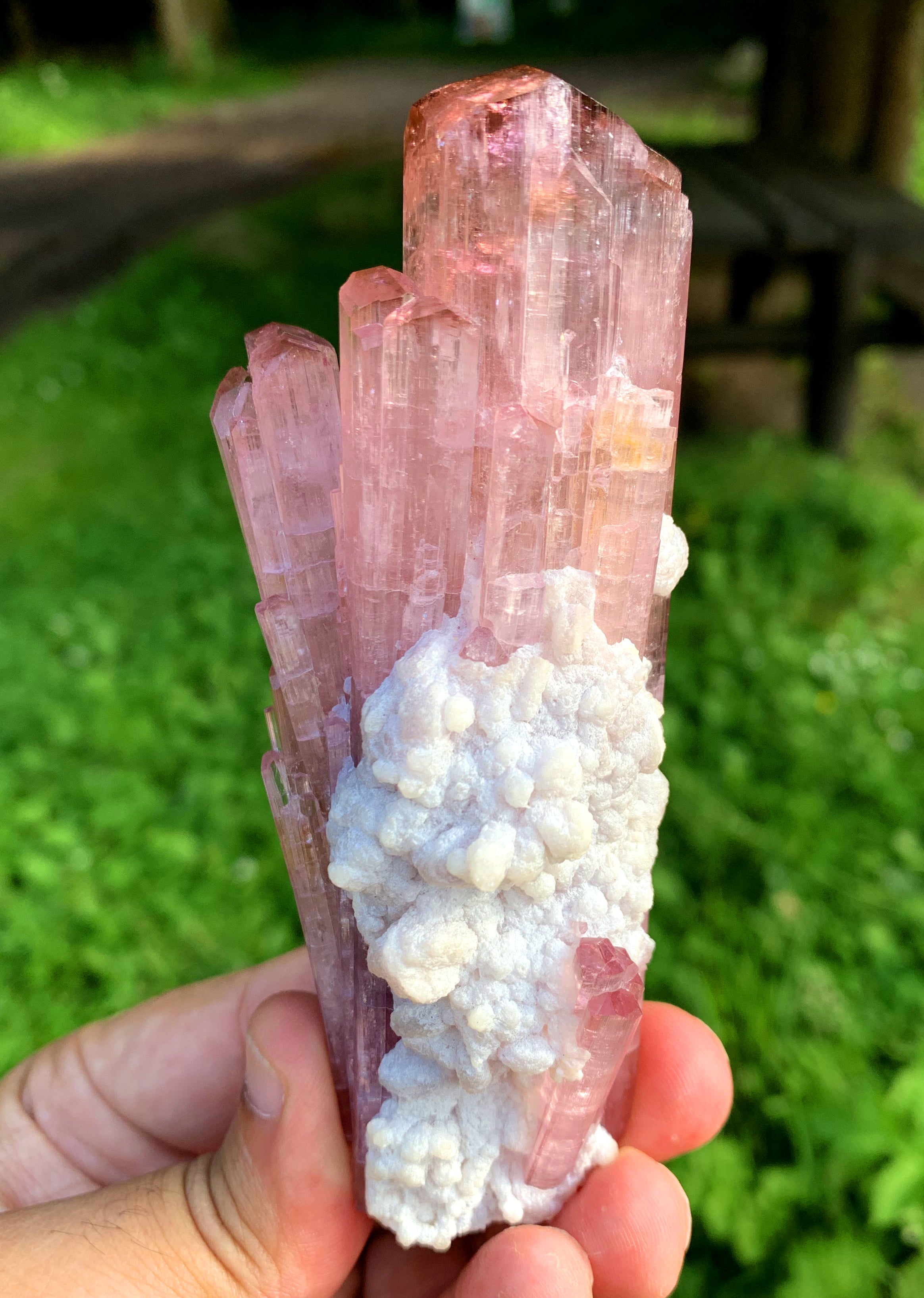 Natural Pink Color Tourmaline Crystal with Albite from Paprok Afghanistan - 232 gram