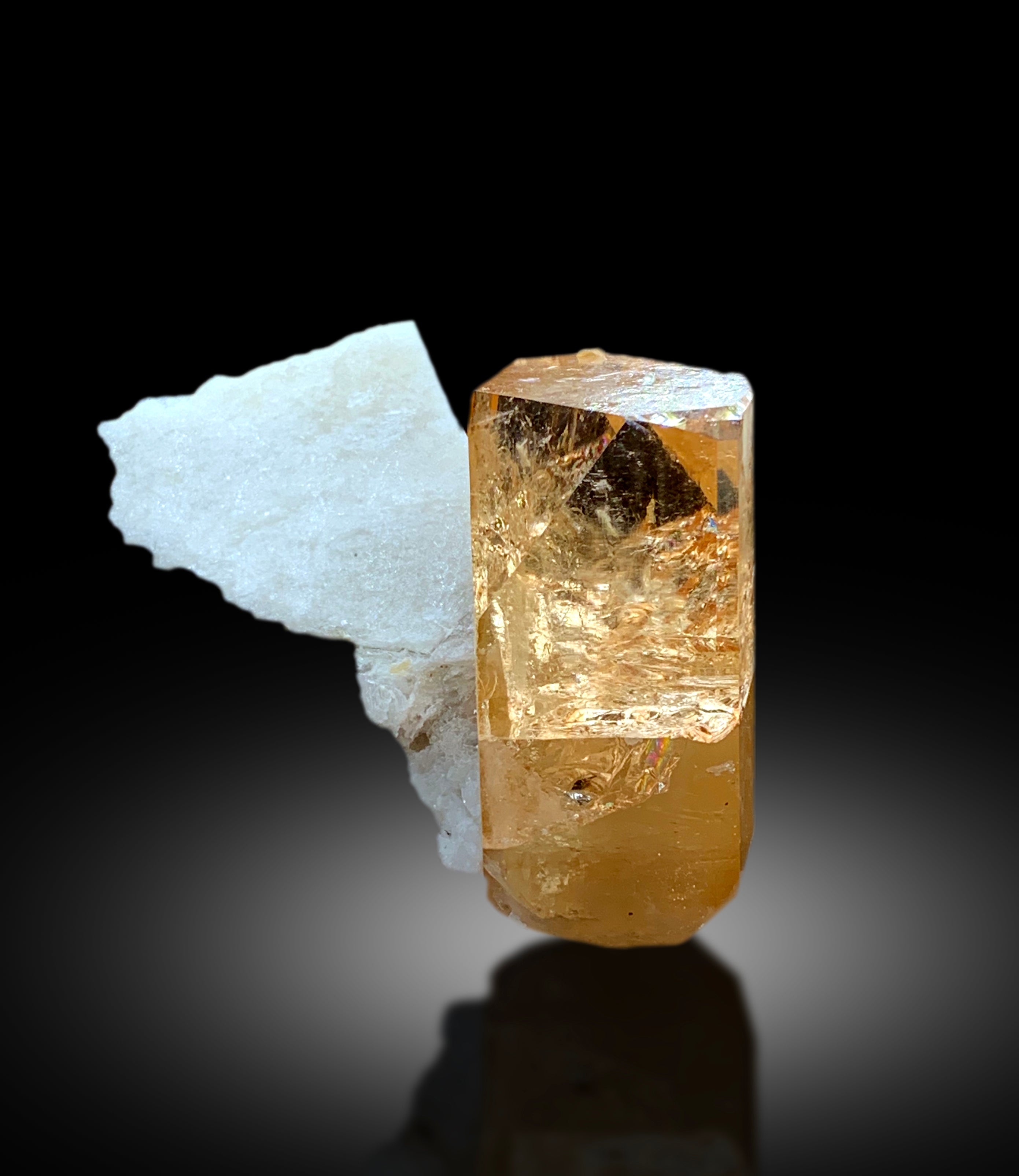 Transparent Rich Golden Color Topaz with Feldspar from Skardu Pakistan - 67 gram