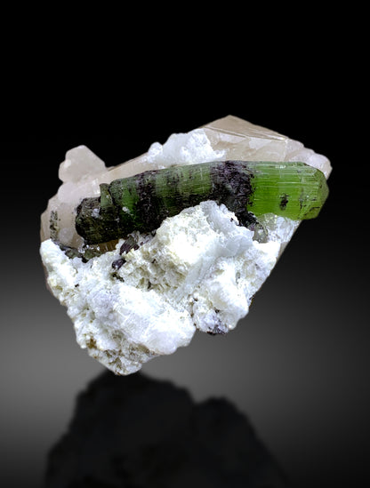 Green Tourmaline on Quartz and Albite from Afghanistan - 160 gram