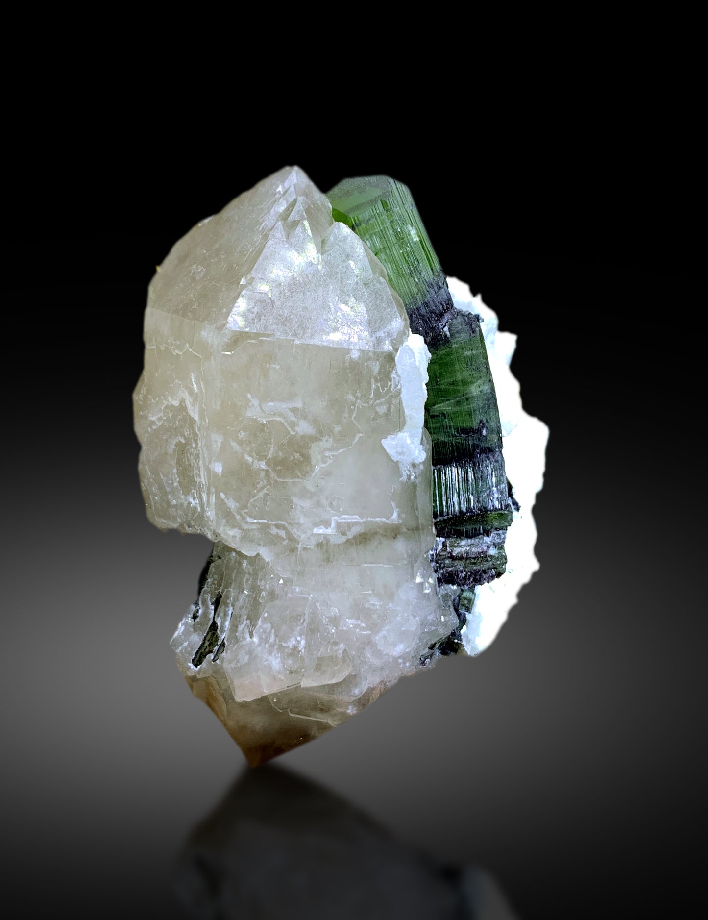 Green Tourmaline on Quartz and Albite from Afghanistan - 160 gram