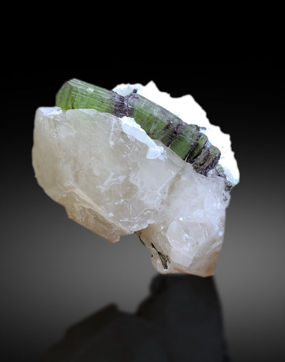 Green Tourmaline on Quartz and Albite from Afghanistan - 160 gram