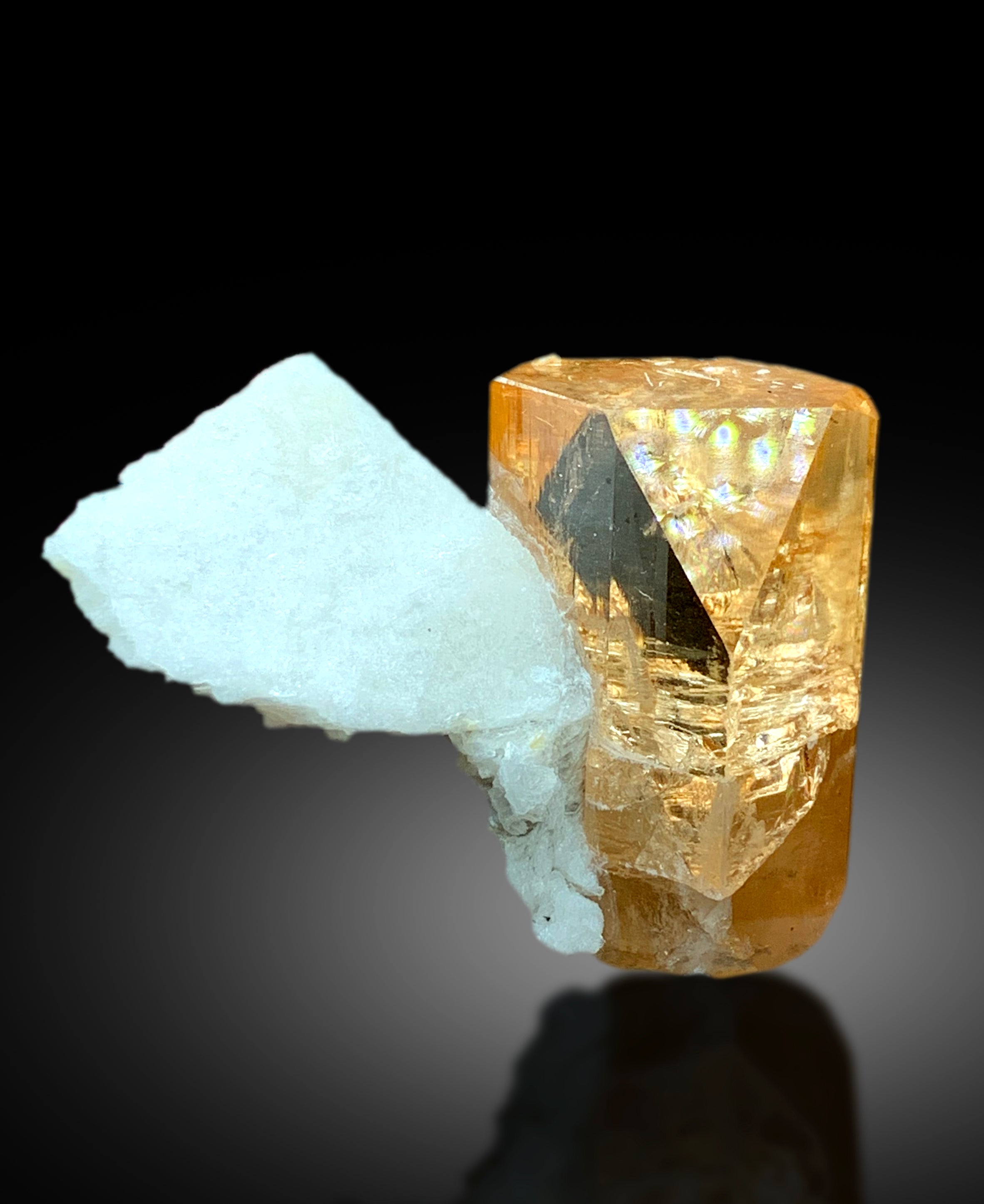 Transparent Rich Golden Color Topaz with Feldspar from Skardu Pakistan - 67 gram