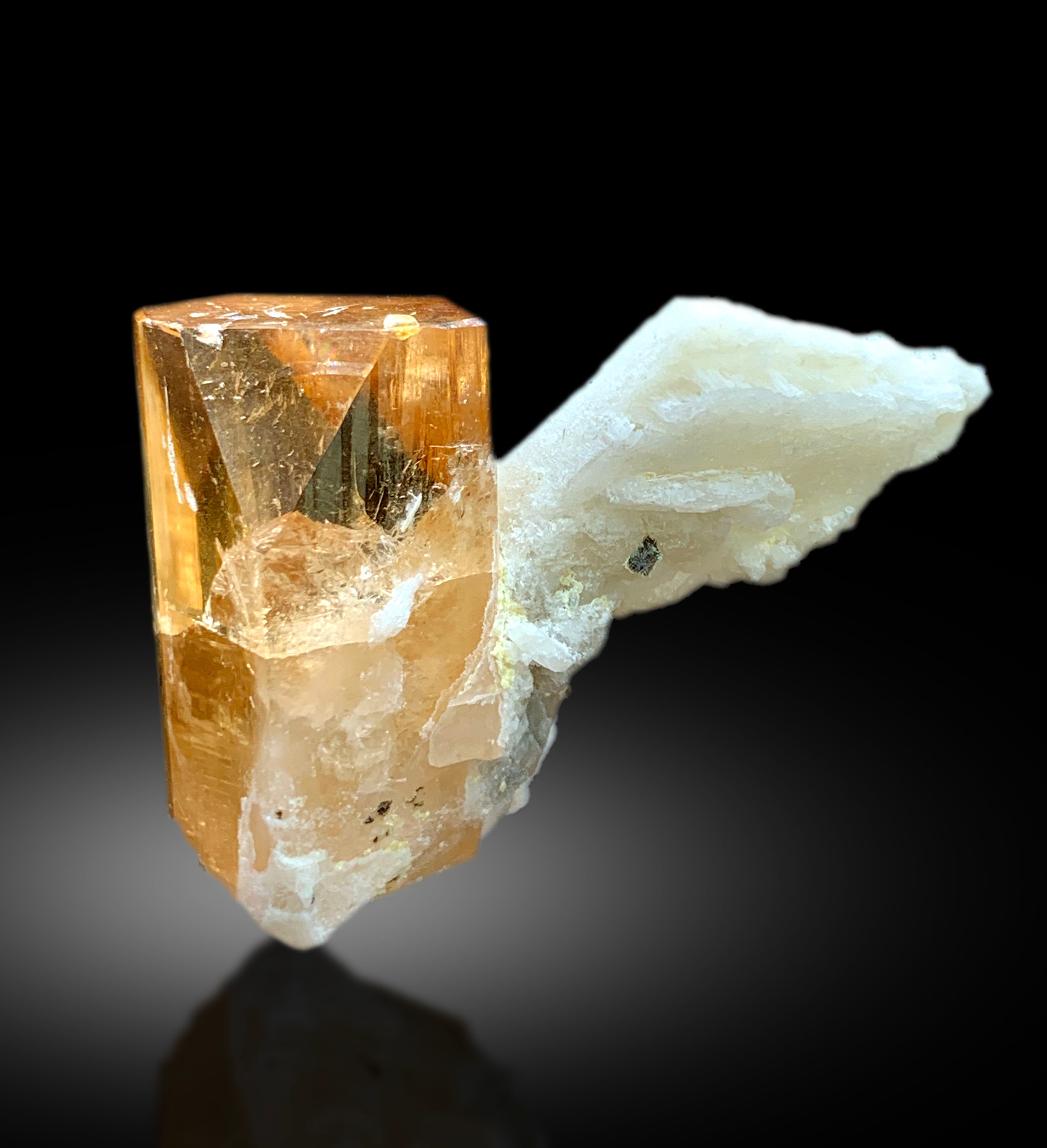 Transparent Rich Golden Color Topaz with Feldspar from Skardu Pakistan - 67 gram