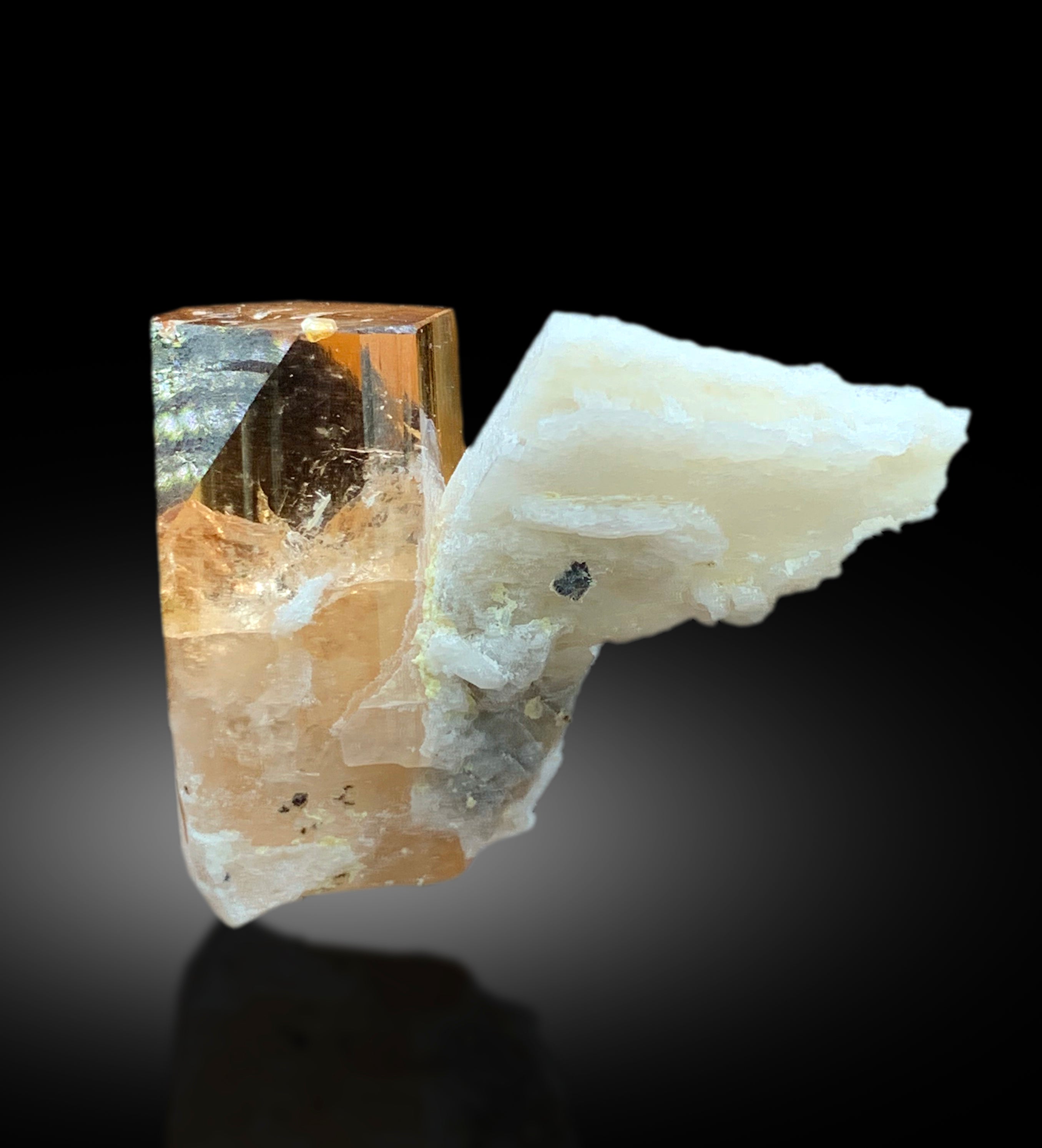 Transparent Rich Golden Color Topaz with Feldspar from Skardu Pakistan - 67 gram