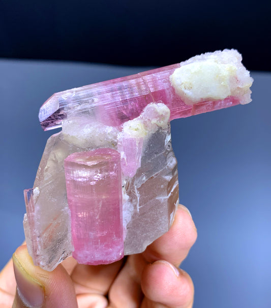 Pink Tourmaline Crystals on Quartz from Afghanistan - 70 gram