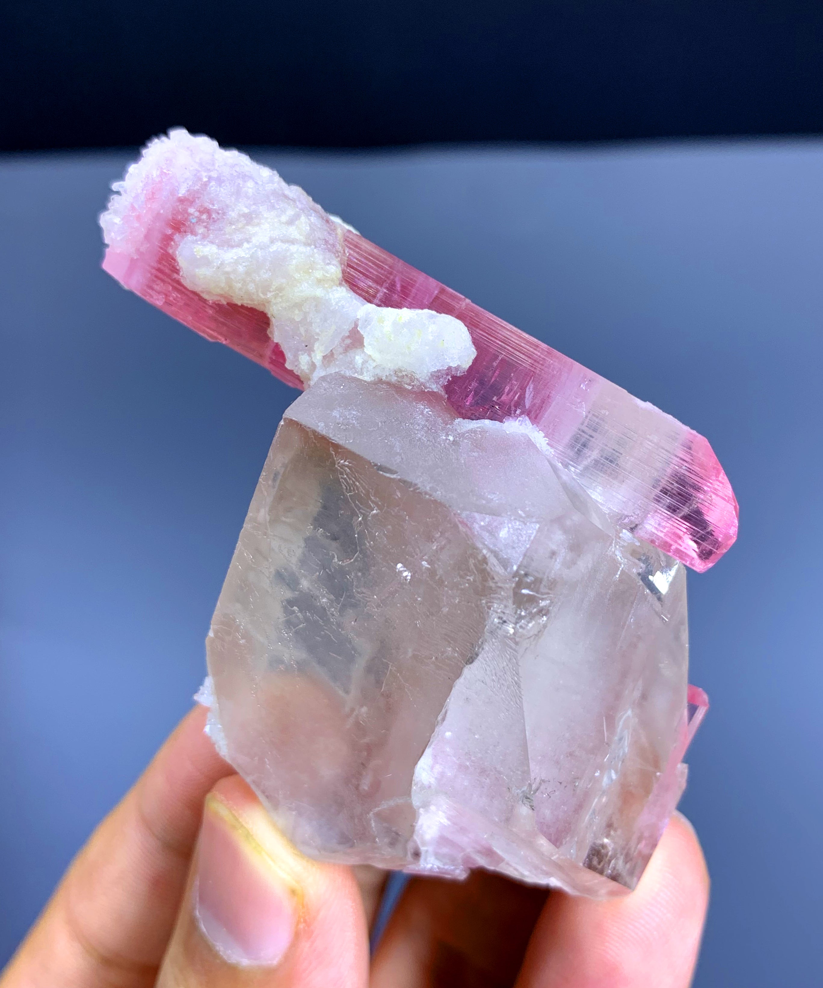 Pink Tourmaline Crystals on Quartz from Afghanistan - 70 gram