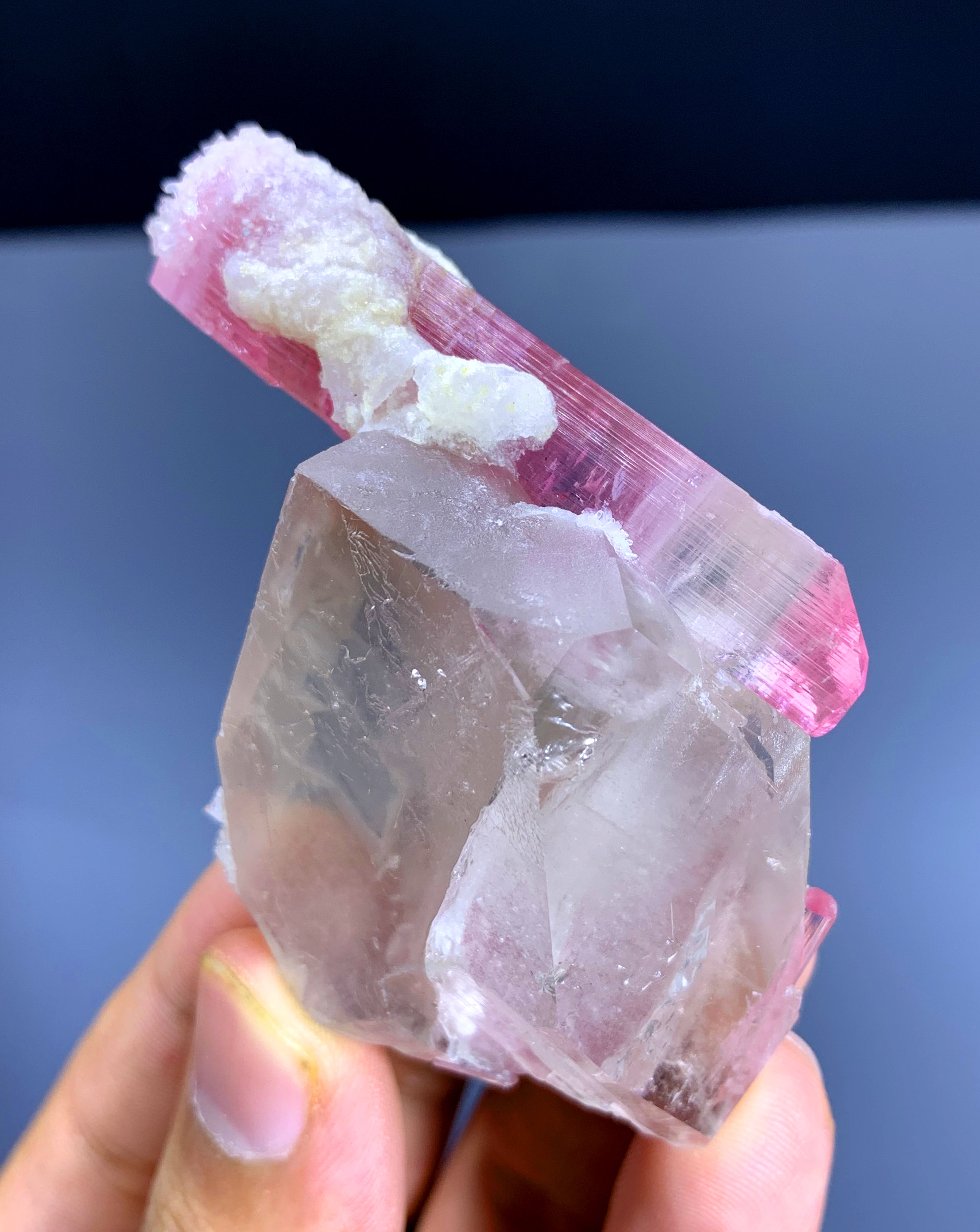 Pink Tourmaline Crystals on Quartz from Afghanistan - 70 gram