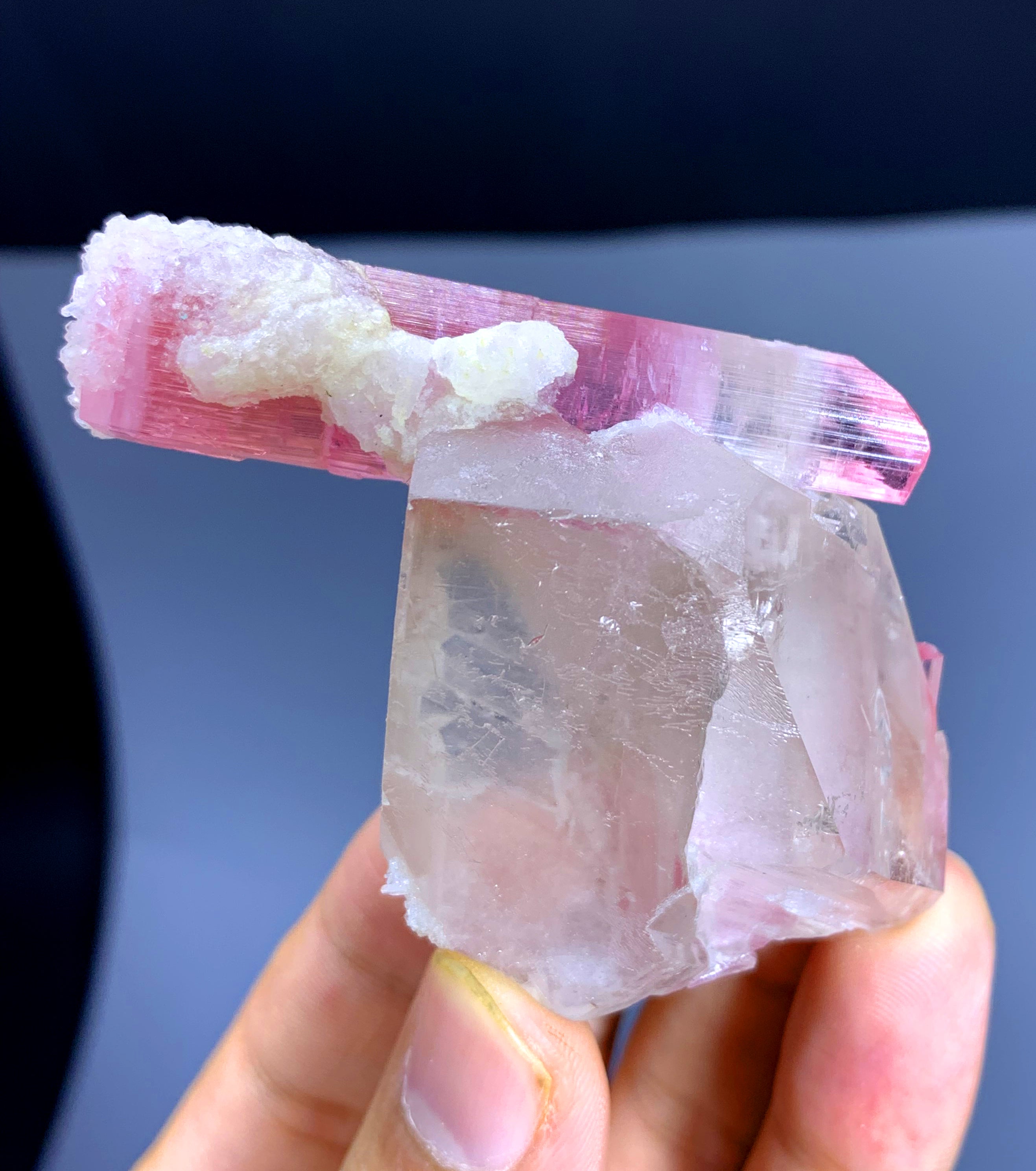 Pink Tourmaline Crystals on Quartz from Afghanistan - 70 gram