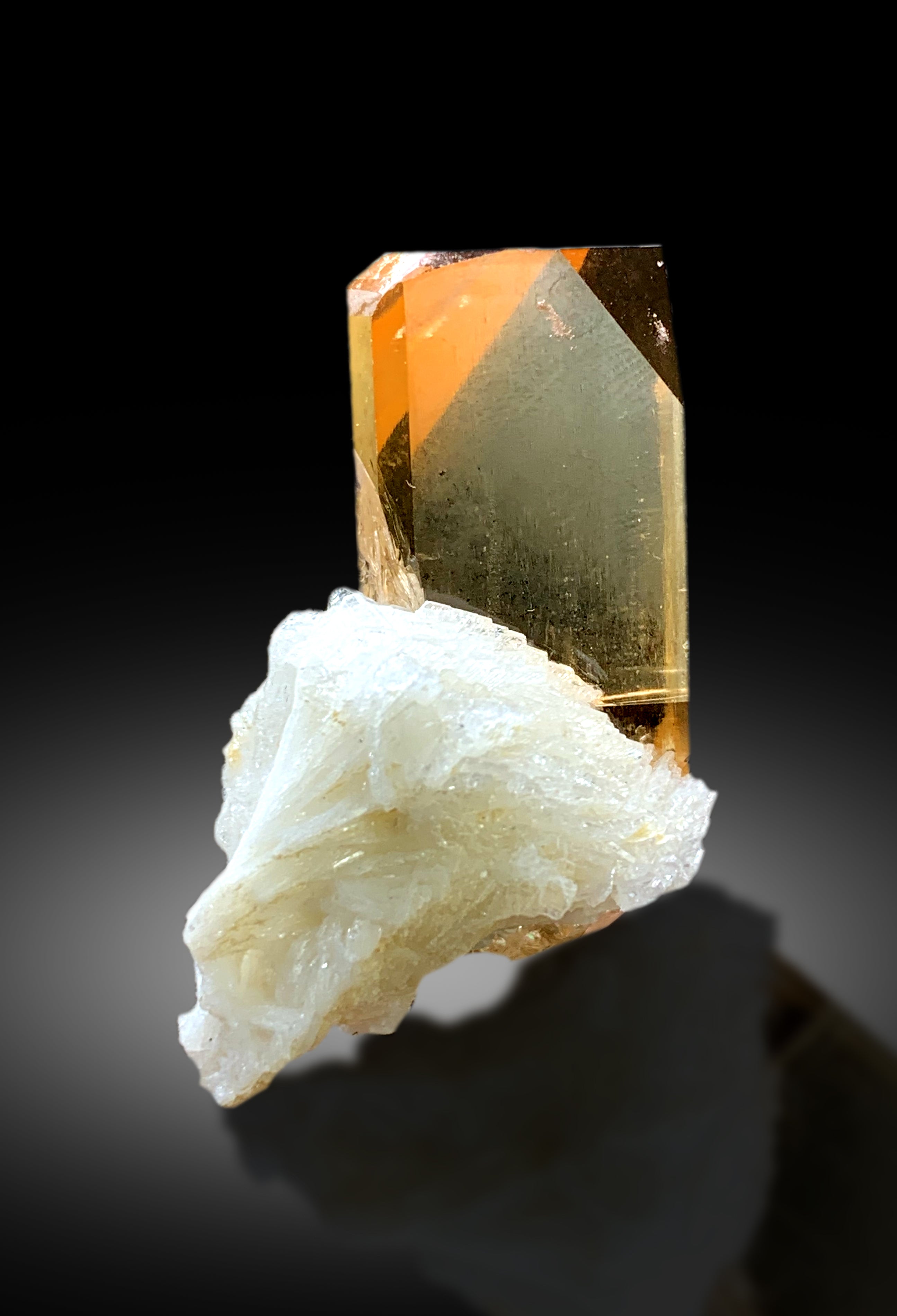 Transparent Rich Golden Color Topaz with Albite from Skardu Pakistan - 58 gram