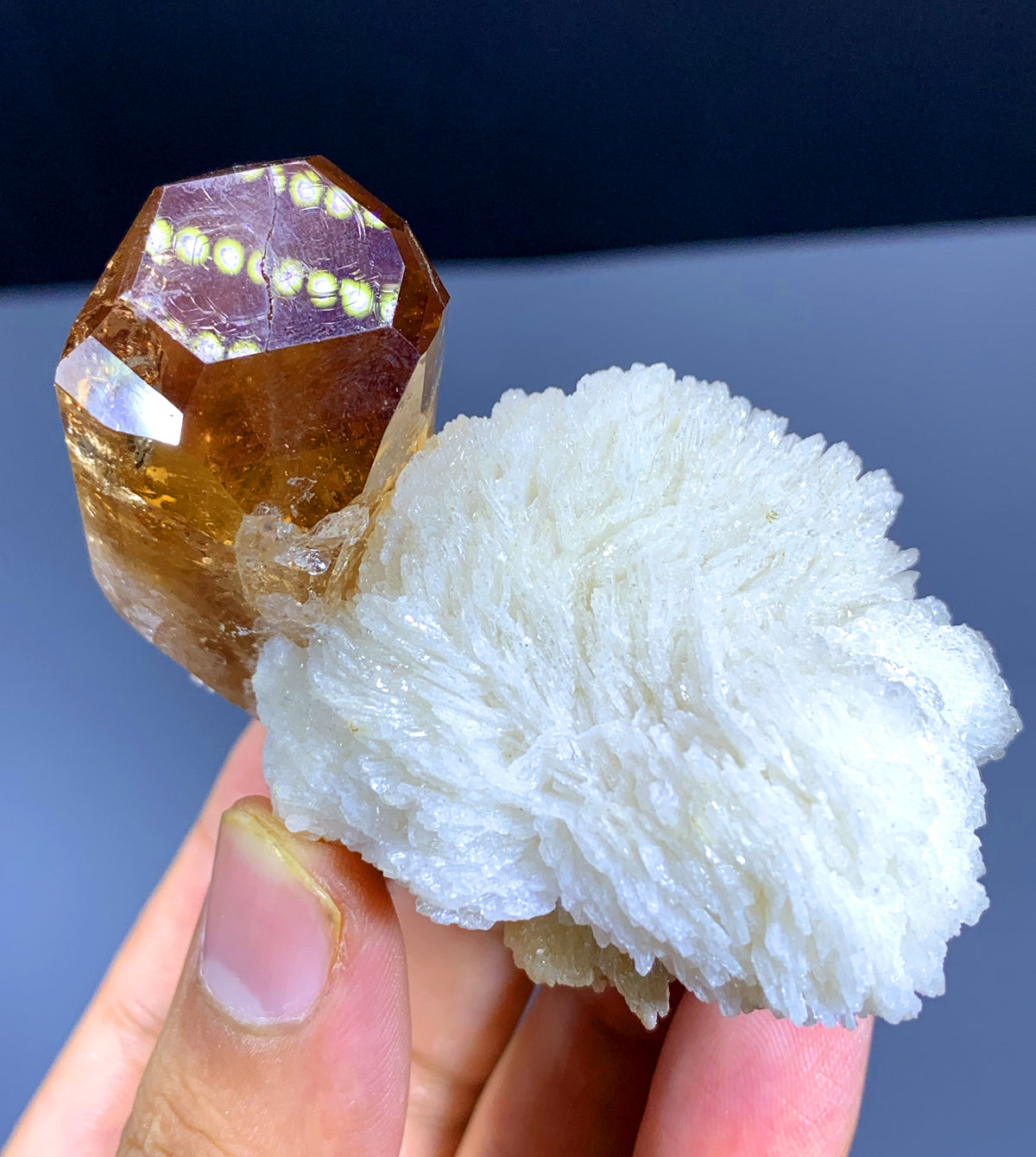 Rich Golden Color Topaz Crystal on Cleavelandite Albite from Pakistan - 136 gram