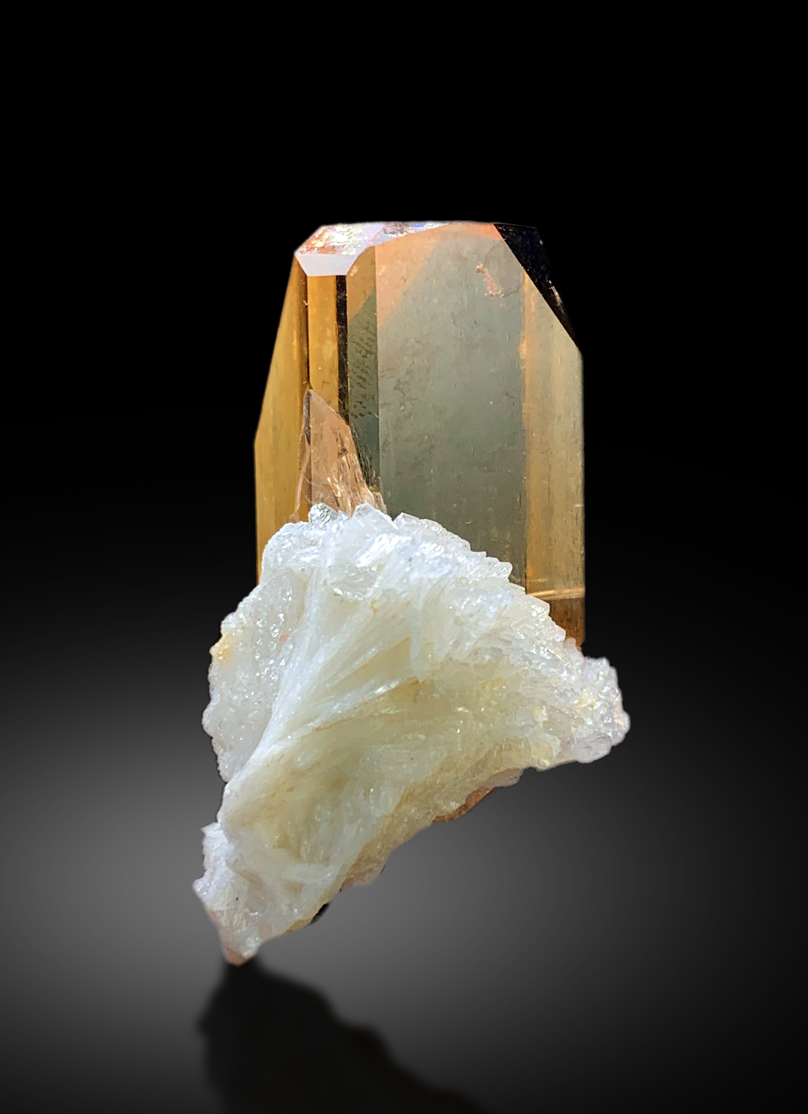 Transparent Rich Golden Color Topaz with Albite from Skardu Pakistan - 58 gram