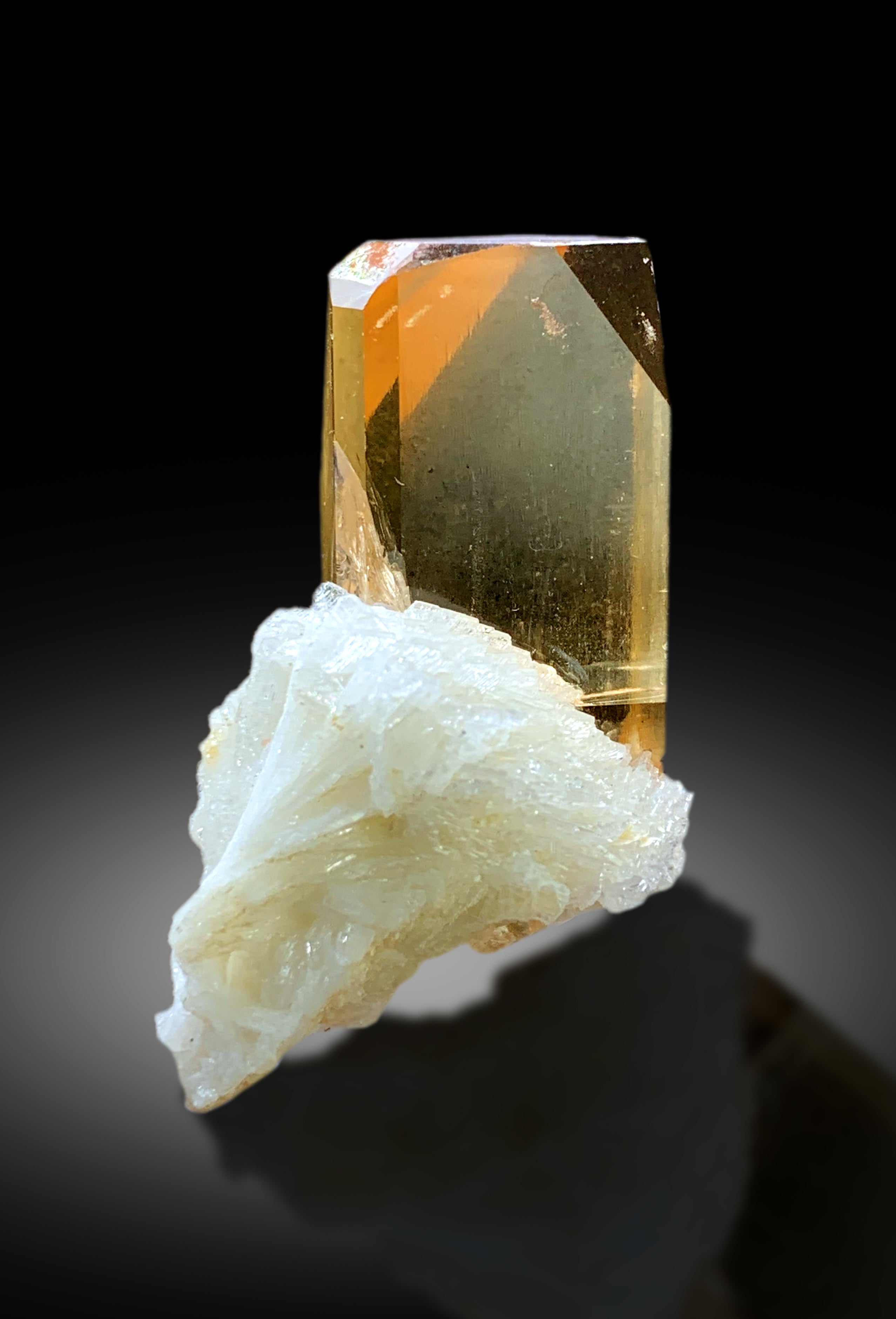 Transparent Rich Golden Color Topaz with Albite from Skardu Pakistan - 58 gram