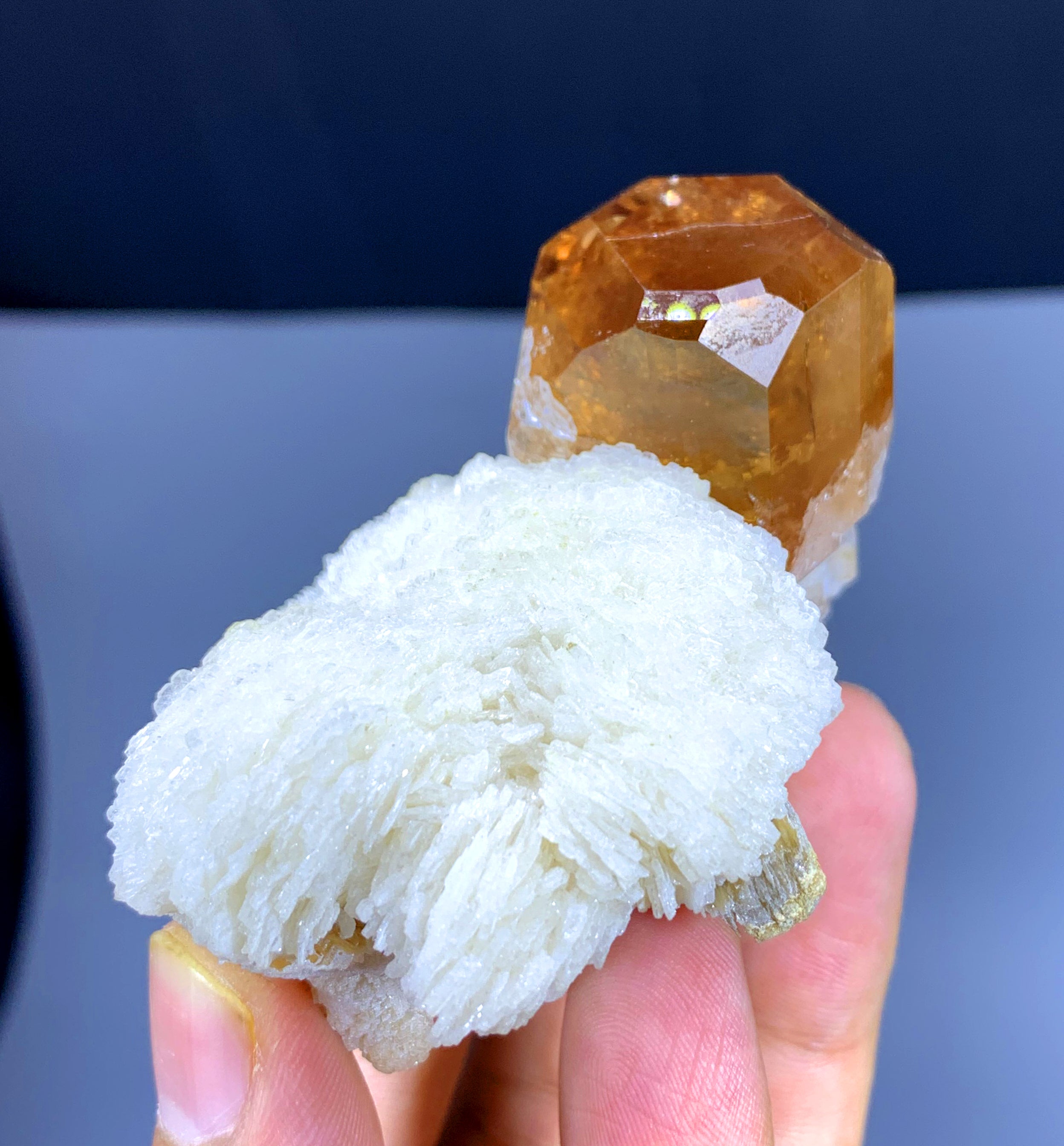 Rich Golden Color Topaz Crystal on Cleavelandite Albite from Pakistan - 136 gram