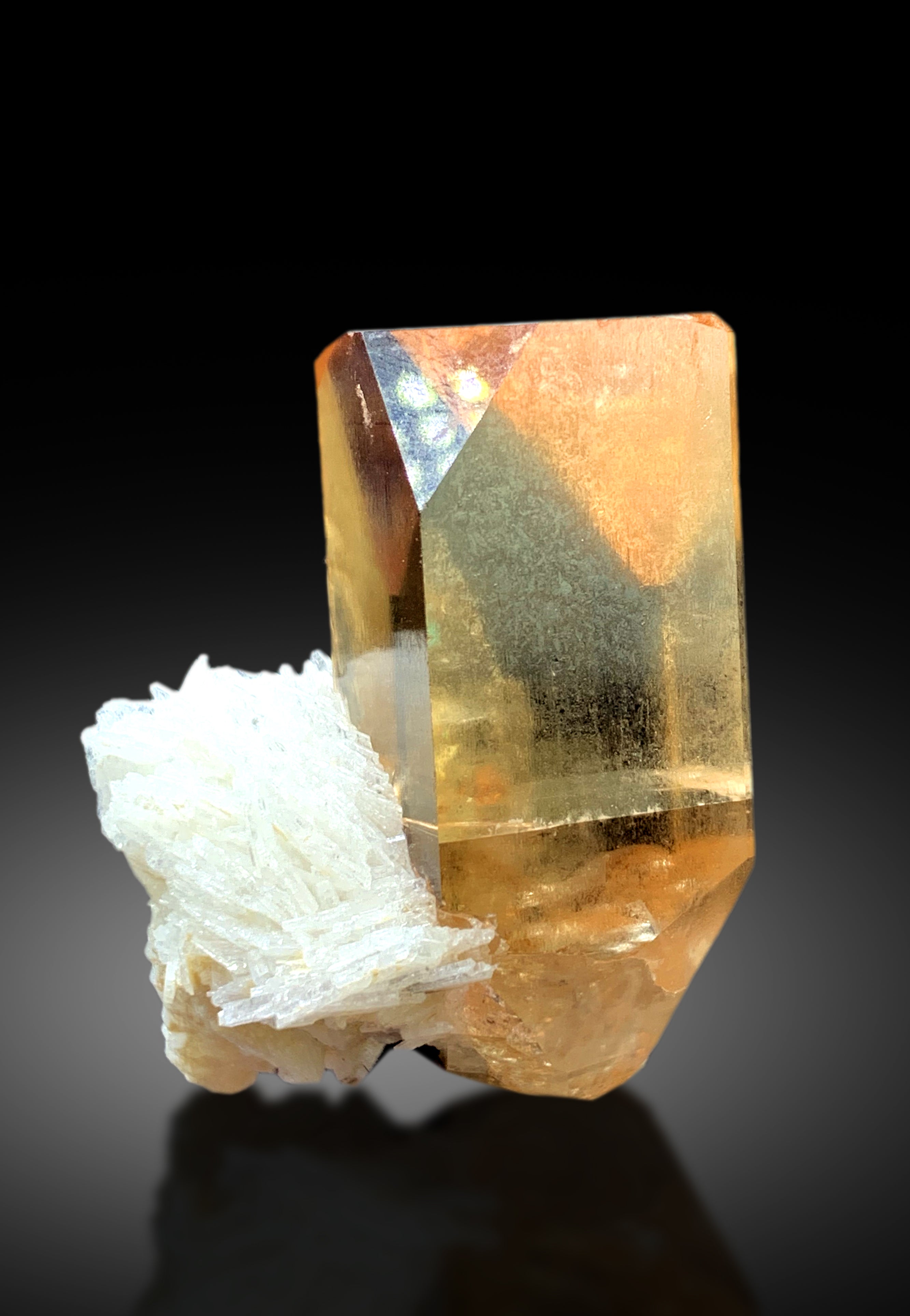 Transparent Rich Golden Color Topaz with Albite from Skardu Pakistan - 58 gram