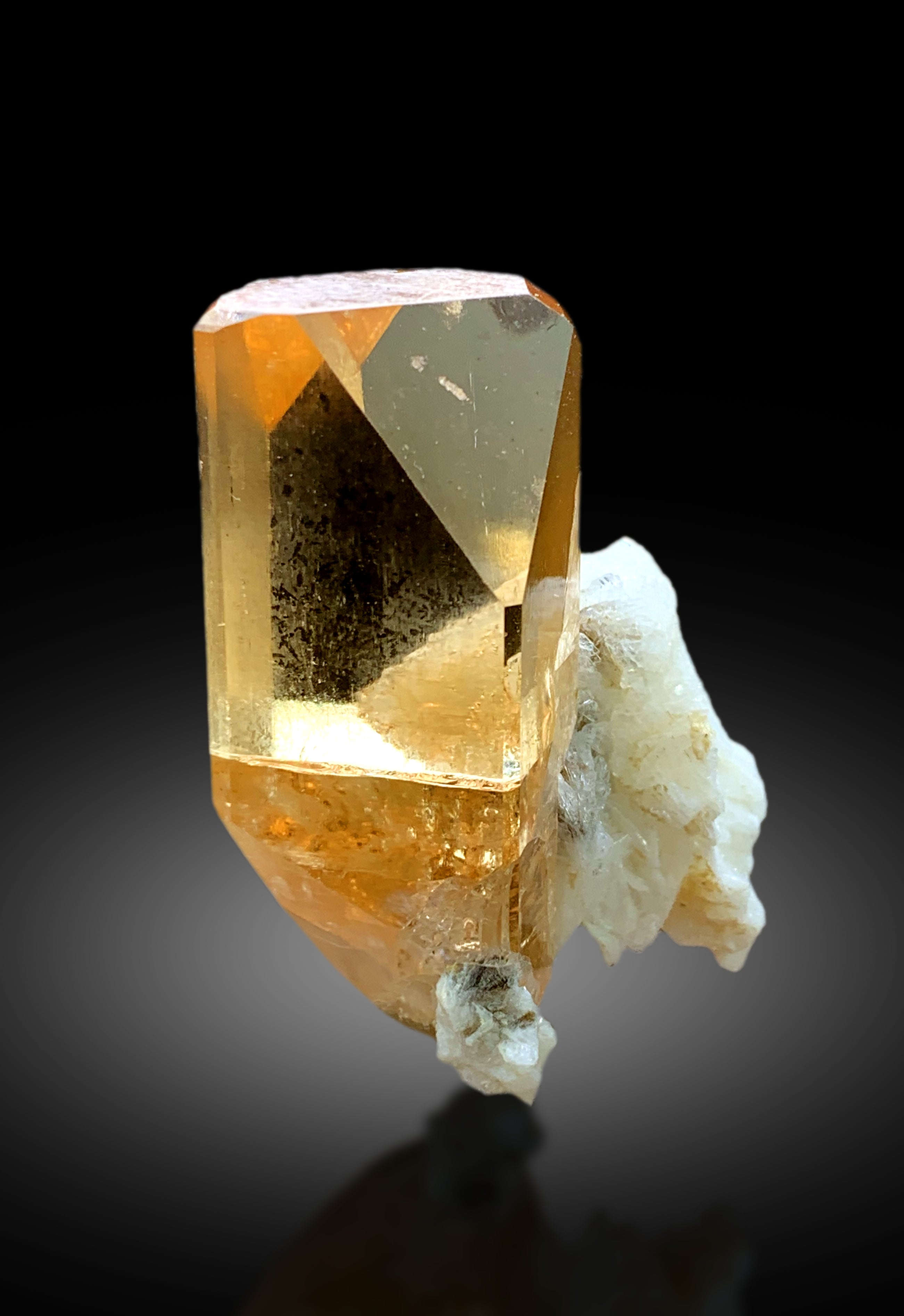 Transparent Rich Golden Color Topaz with Albite from Skardu Pakistan - 58 gram