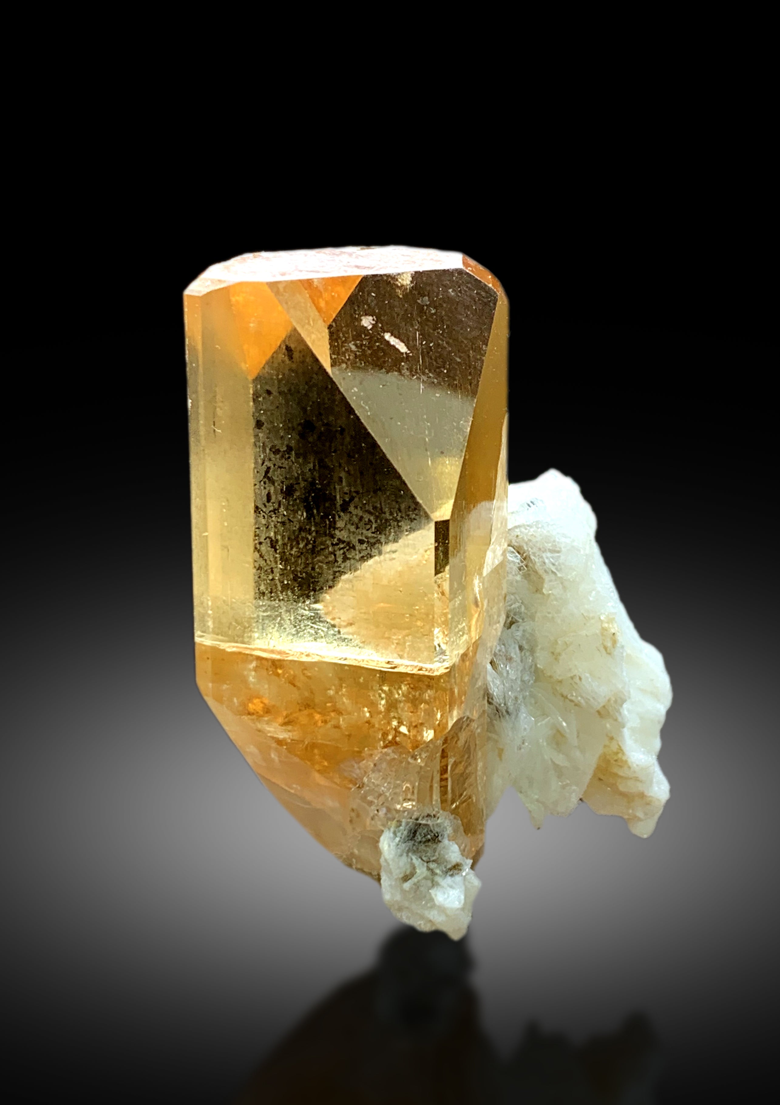 Transparent Rich Golden Color Topaz with Albite from Skardu Pakistan - 58 gram