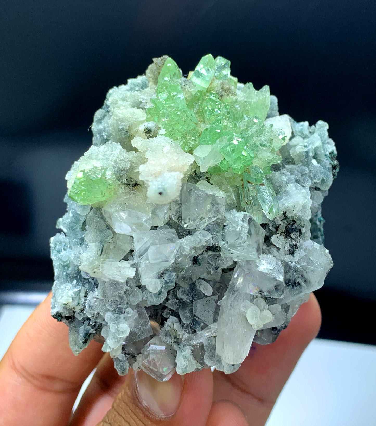 Green Color Apophyllite on Stilbite from Jalgaon, India - 141 gram