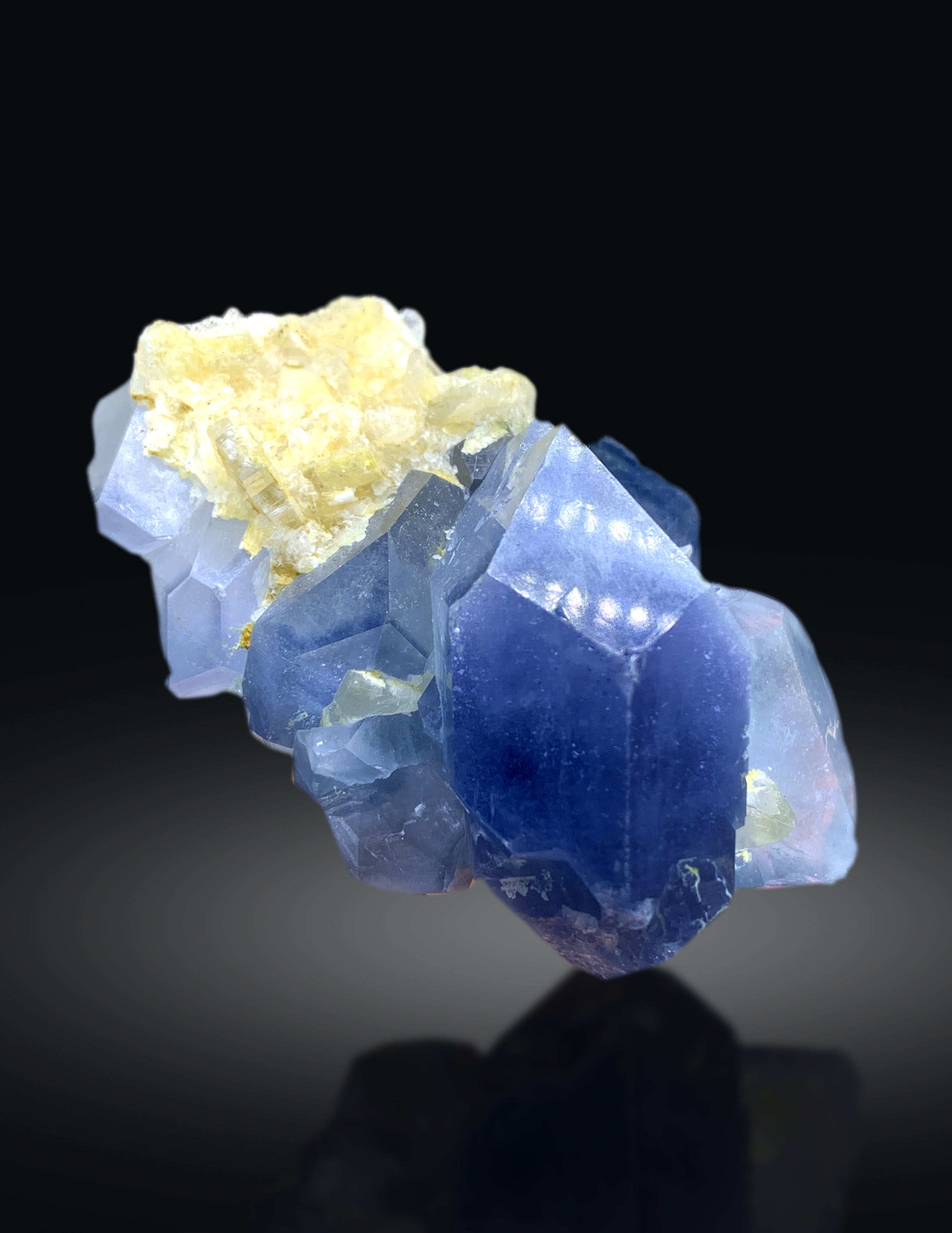 Natural Blue Color Celestine Cluster on Calcite from Afghanistan - 226 grams