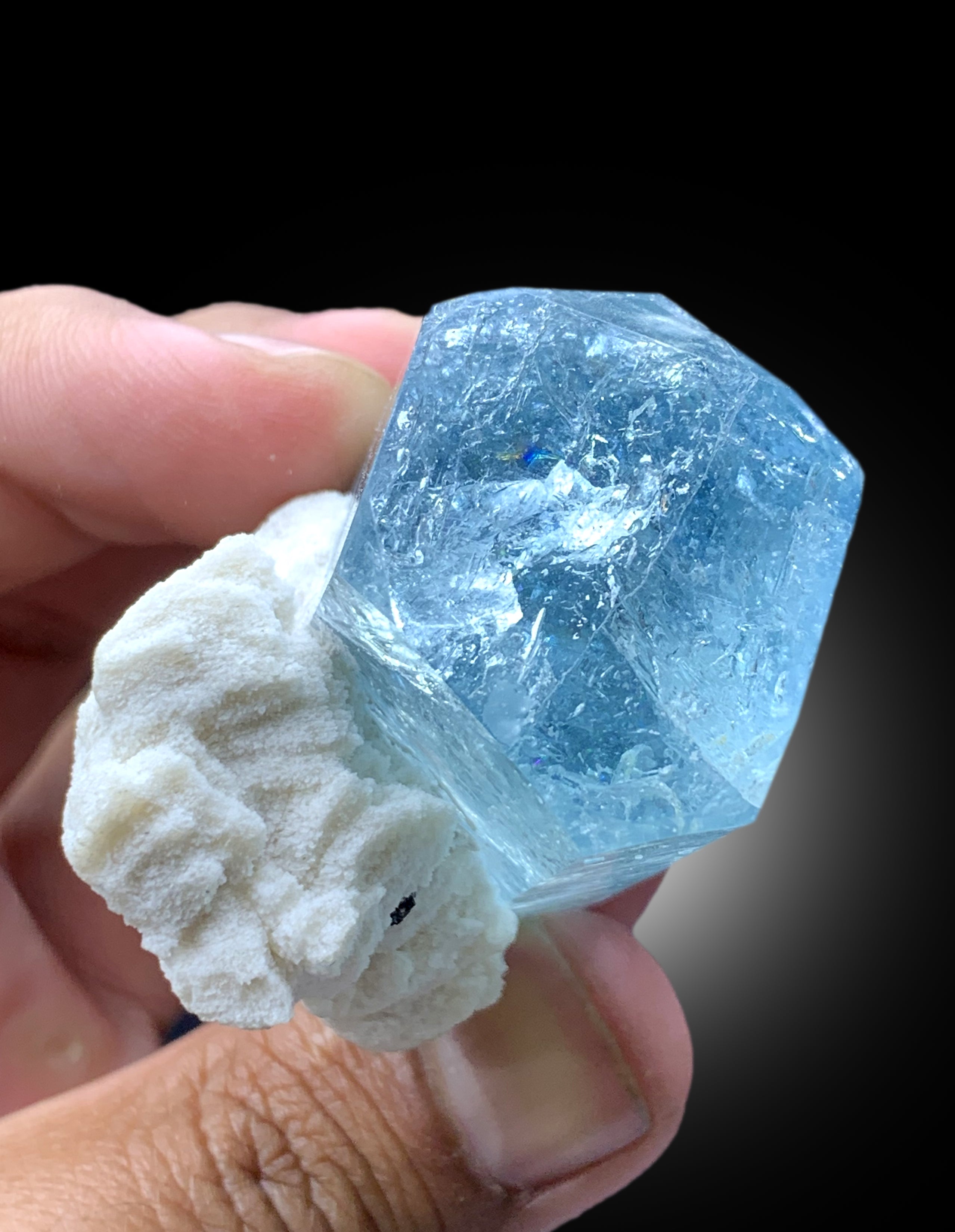 Sky Blue Color Aquamarine Crystal with Feldspar from Shigar valley Skardu Pakistan - 119 gram