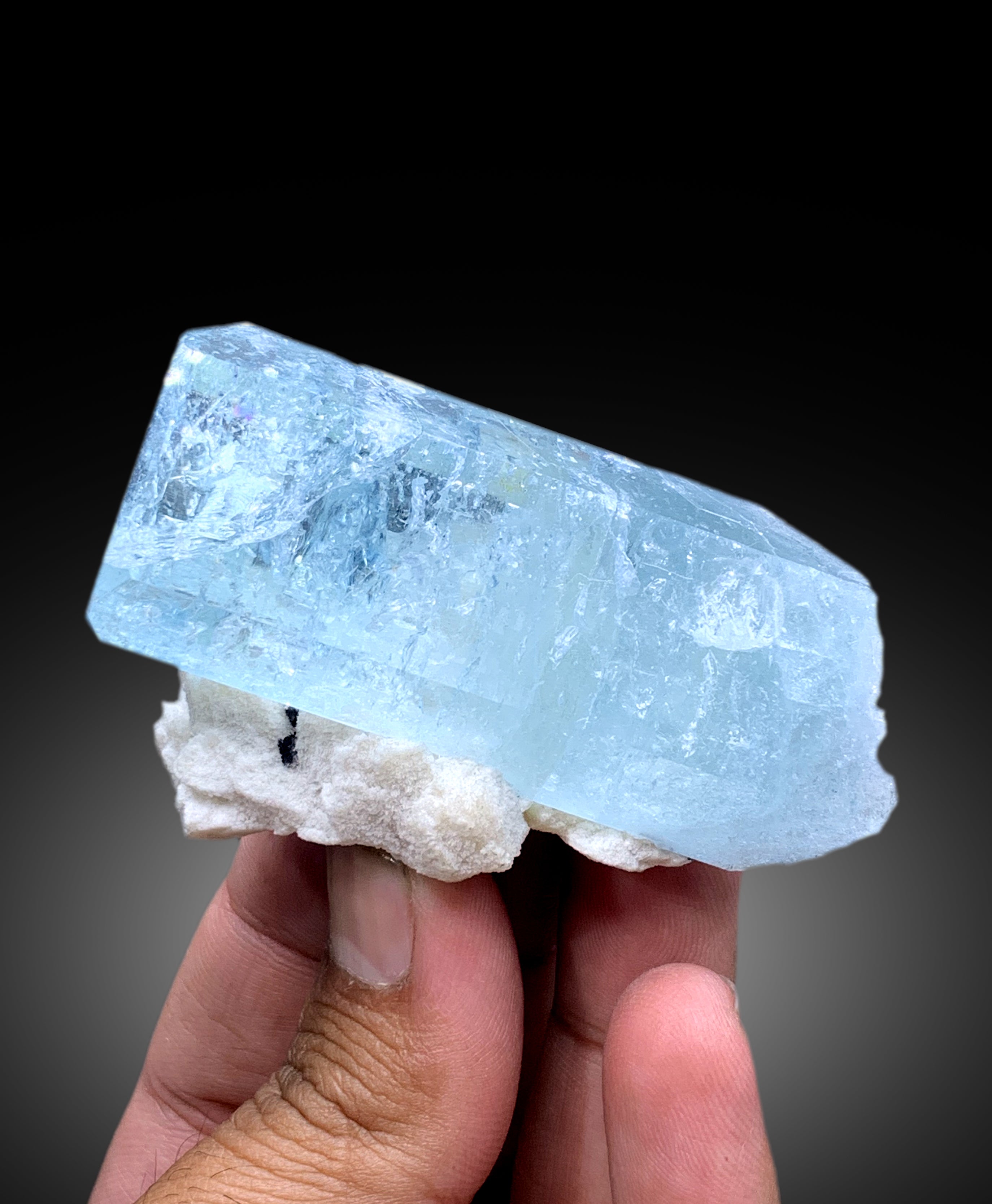 Sky Blue Color Aquamarine Crystal with Feldspar from Shigar valley Skardu Pakistan - 119 gram