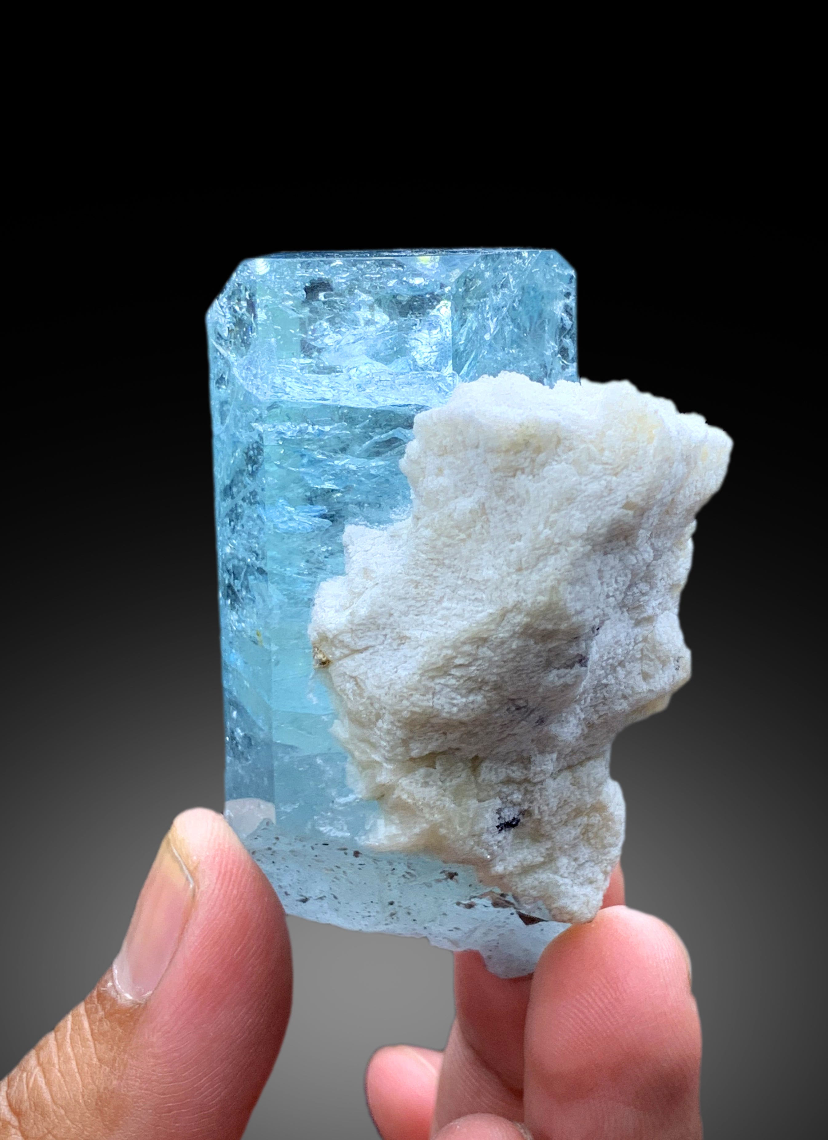 Sky Blue Color Aquamarine Crystal with Feldspar from Shigar valley Skardu Pakistan - 119 gram