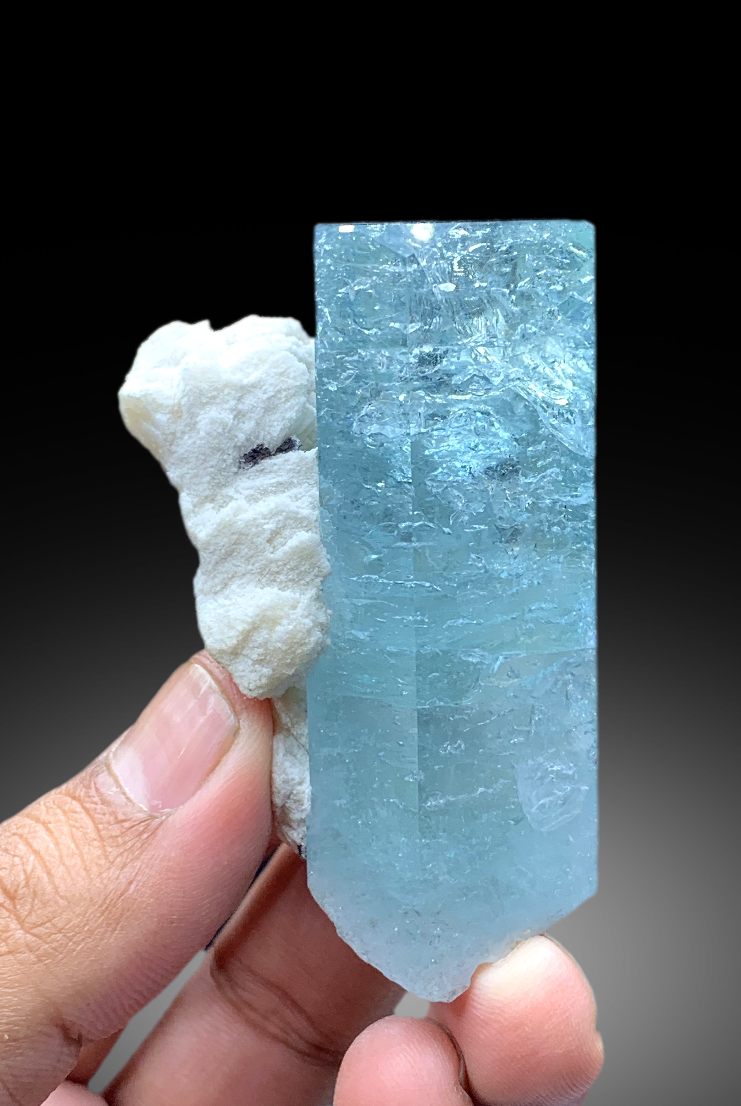 Sky Blue Color Aquamarine Crystal with Feldspar from Shigar valley Skardu Pakistan - 119 gram