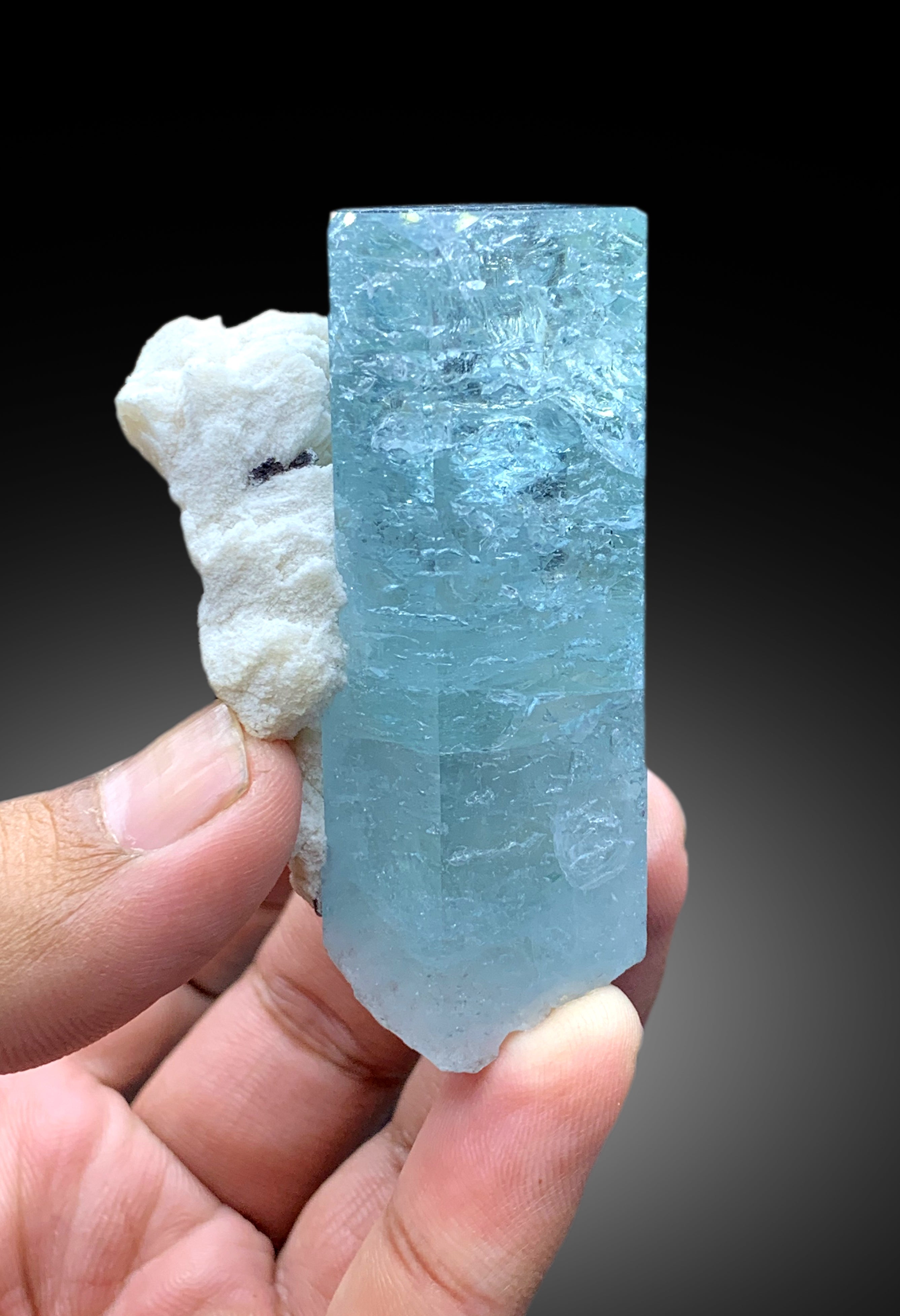 Sky Blue Color Aquamarine Crystal with Feldspar from Shigar valley Skardu Pakistan - 119 gram