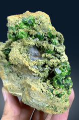 Lush Green Demantoid Garnet Crystals Cluster on Matrix Mineral Specimen - 473 gram