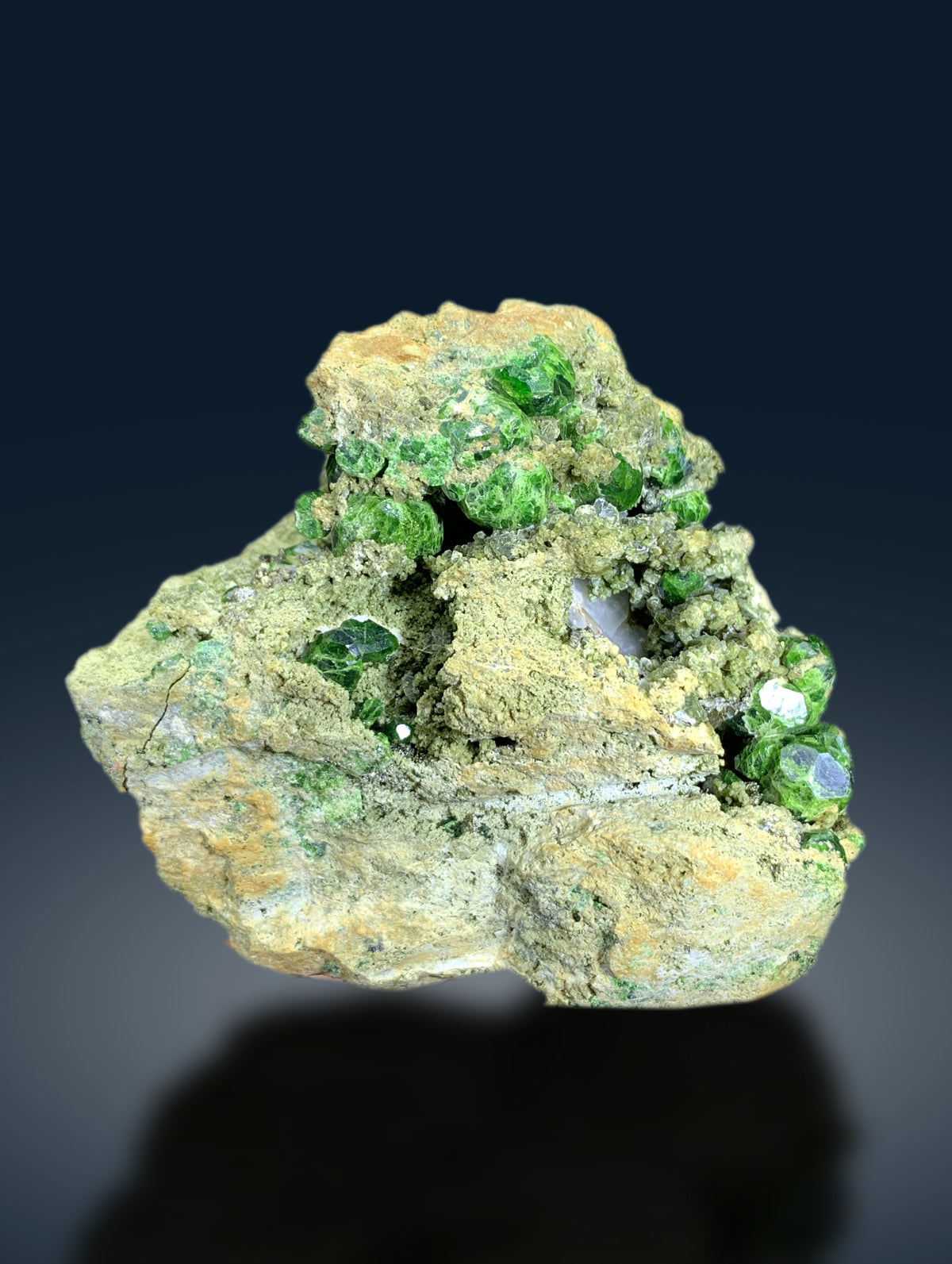 Lush Green Demantoid Garnet Crystals Cluster on Matrix Mineral Specimen - 473 gram