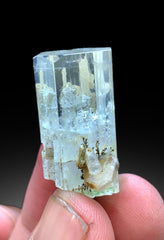 Sky Blue Aquamarine with Dendrites and Fluorescent Apatite from Shigar Pakistan - 12 grams