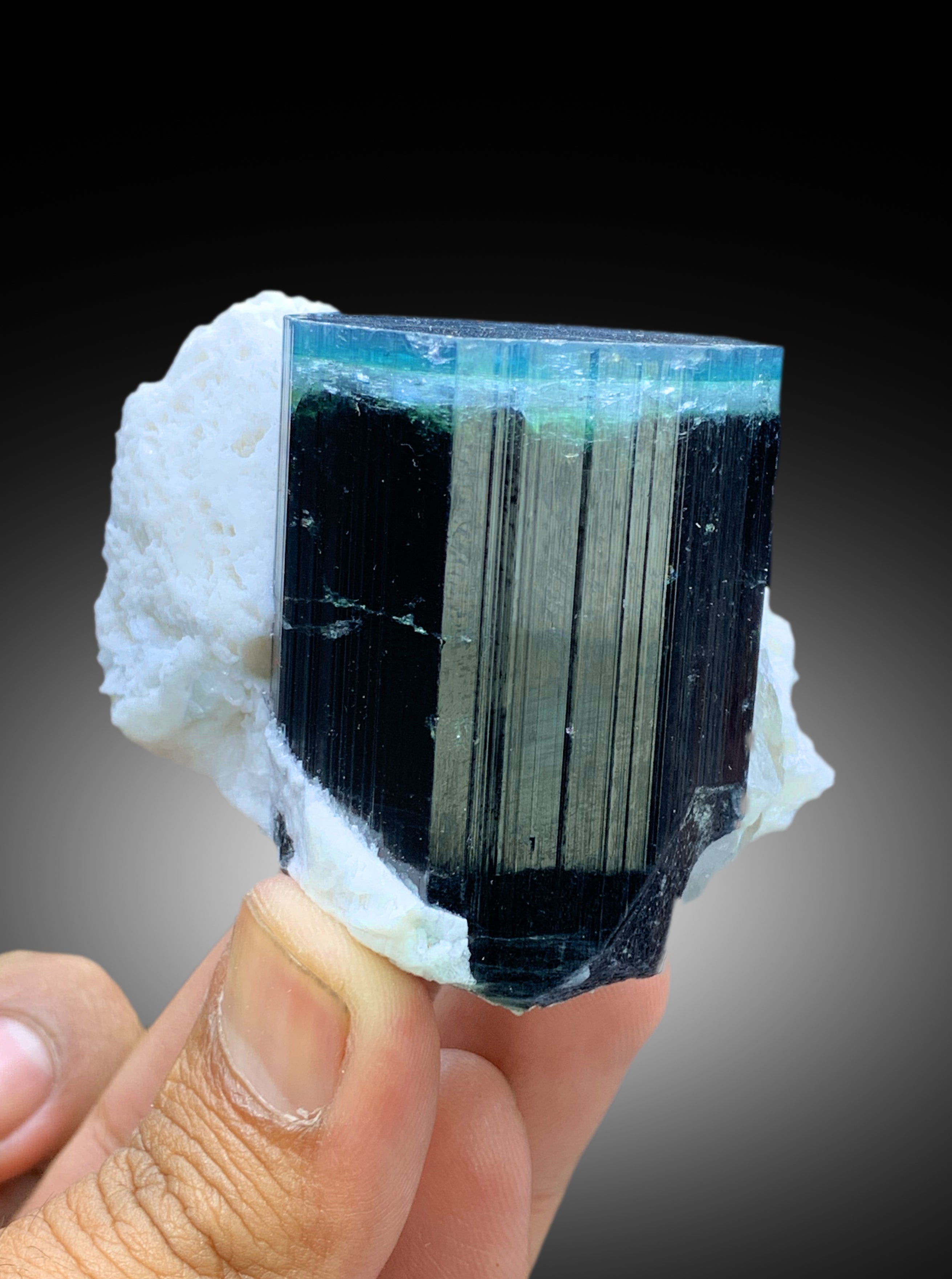 Natural Blue Cap Tourmaline with Feldspar from Paprok Afghanistan - 205 gram