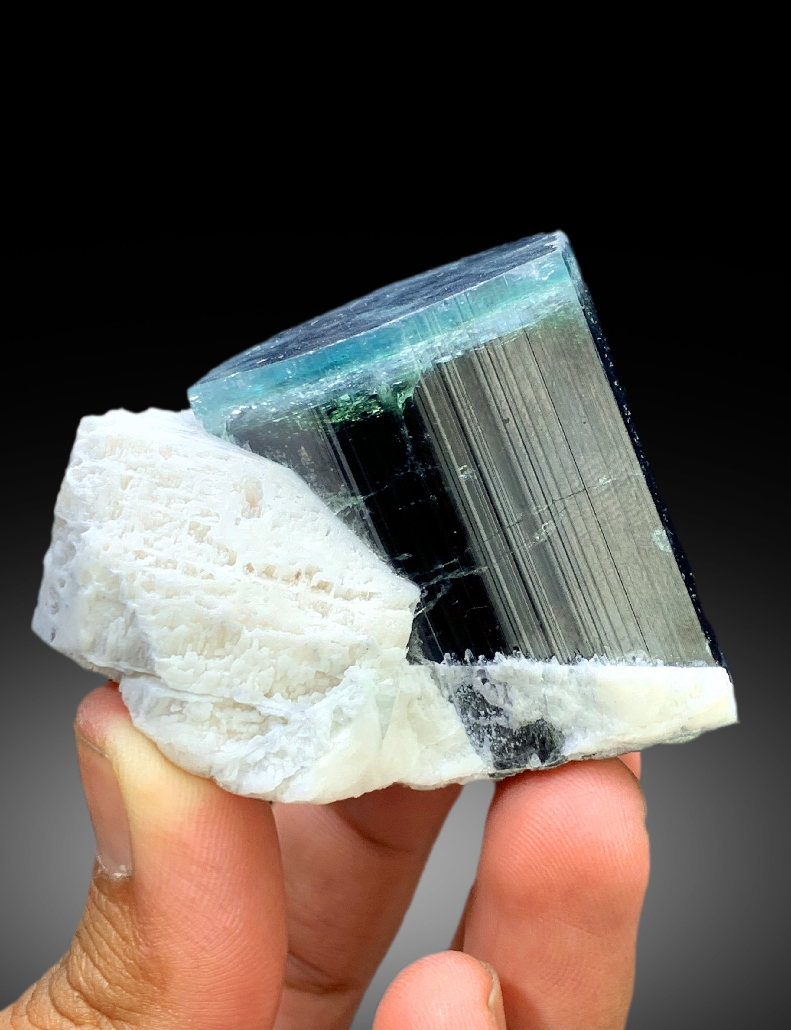 Natural Blue Cap Tourmaline with Feldspar from Paprok Afghanistan - 205 gram