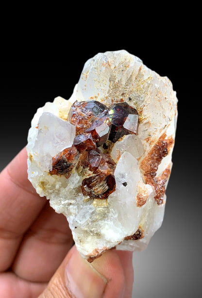 Natural Red Garnet Crystals on Quartz from Pakistan - 128 gram