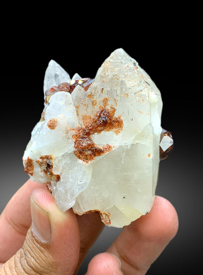 Natural Red Garnet Crystals on Quartz from Pakistan - 128 gram