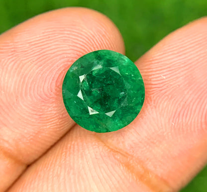 Round Cut Zambian Green Emerald Gemstone, Loose Gemstone, Emerald Faceted Cut Stone, Gemstone Jewelry - 3.13 CT