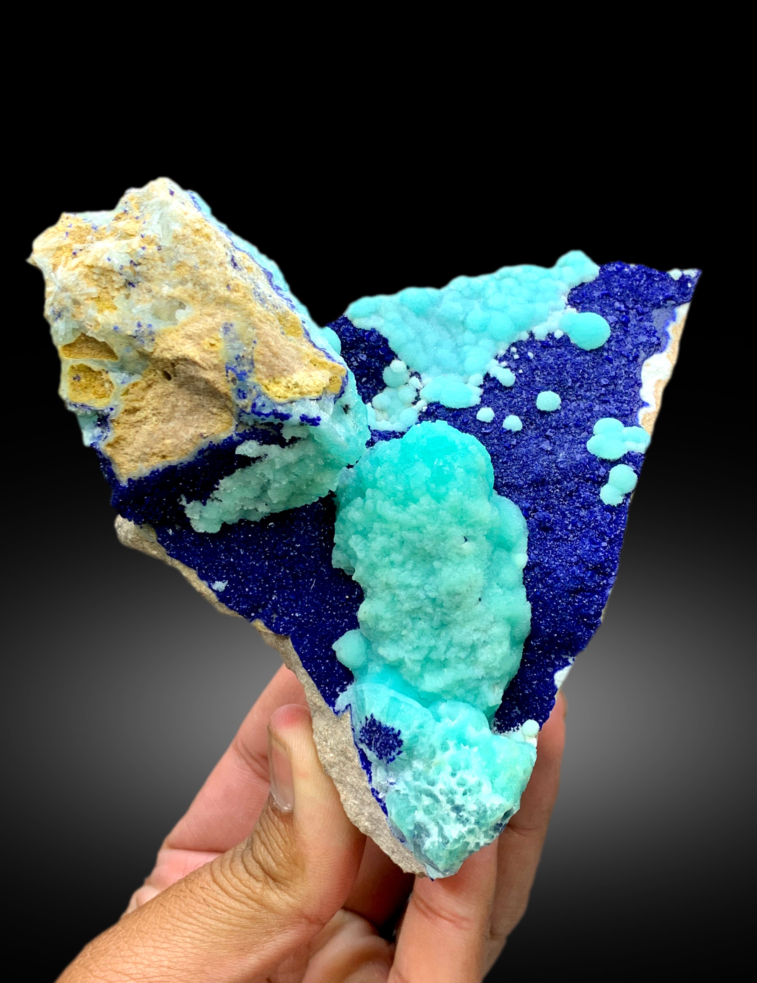 Natural Aragonite with Blue Azurite, Aragonite Specimen - 524 gram