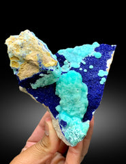 Natural Aragonite with Blue Azurite, Aragonite Specimen - 524 gram