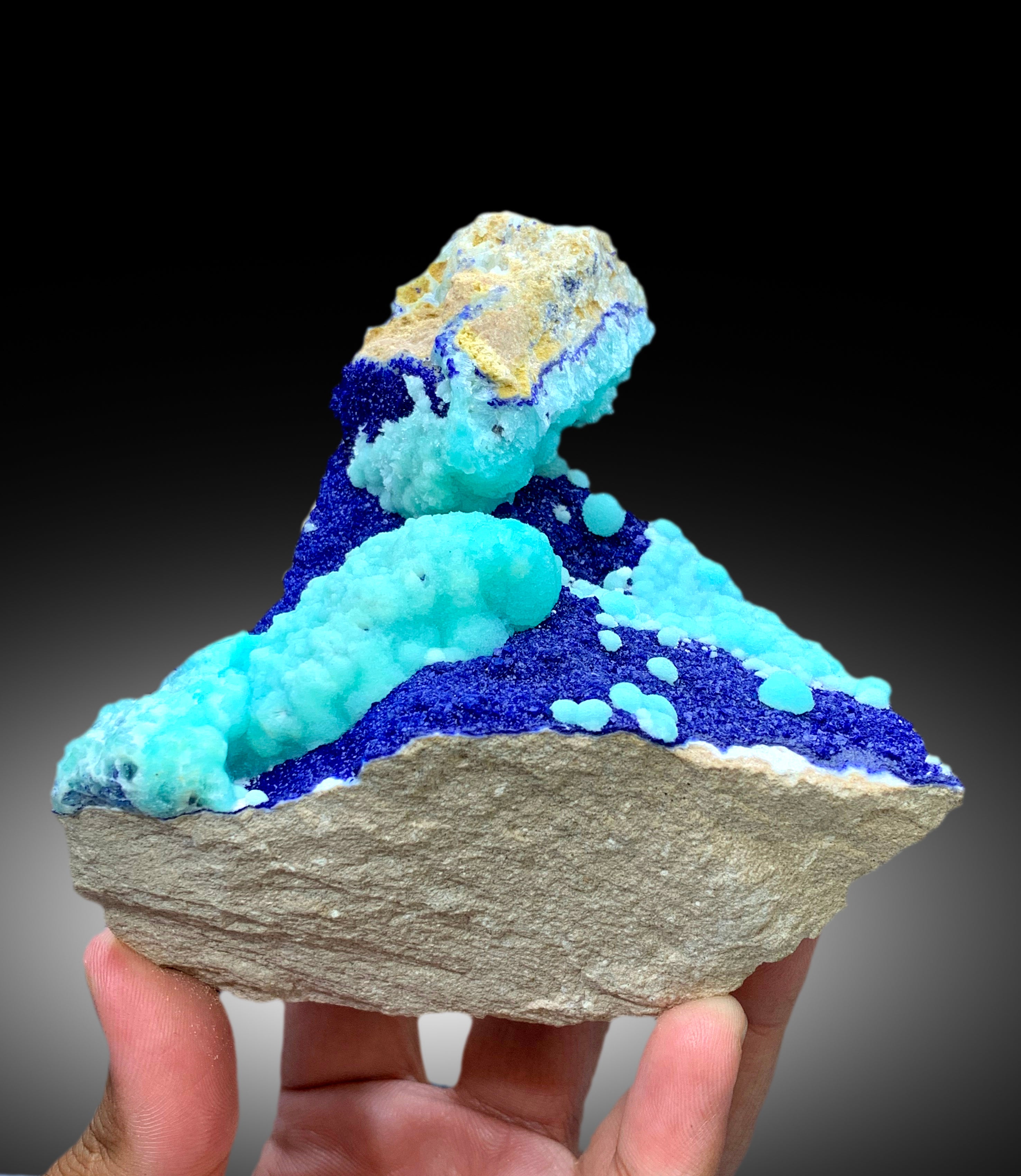 Natural Aragonite with Blue Azurite, Aragonite Specimen - 524 gram