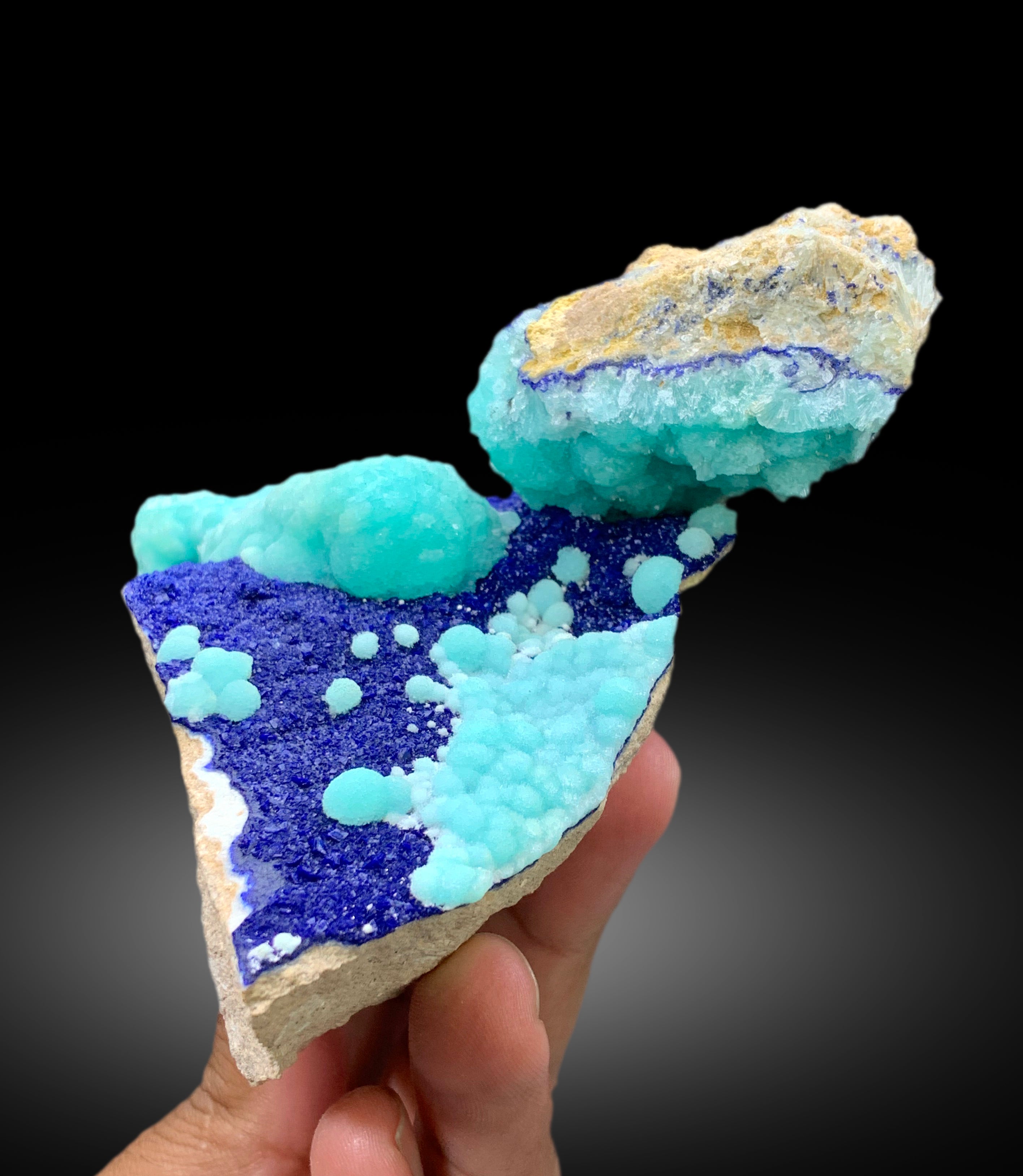 Natural Aragonite with Blue Azurite, Aragonite Specimen - 524 gram