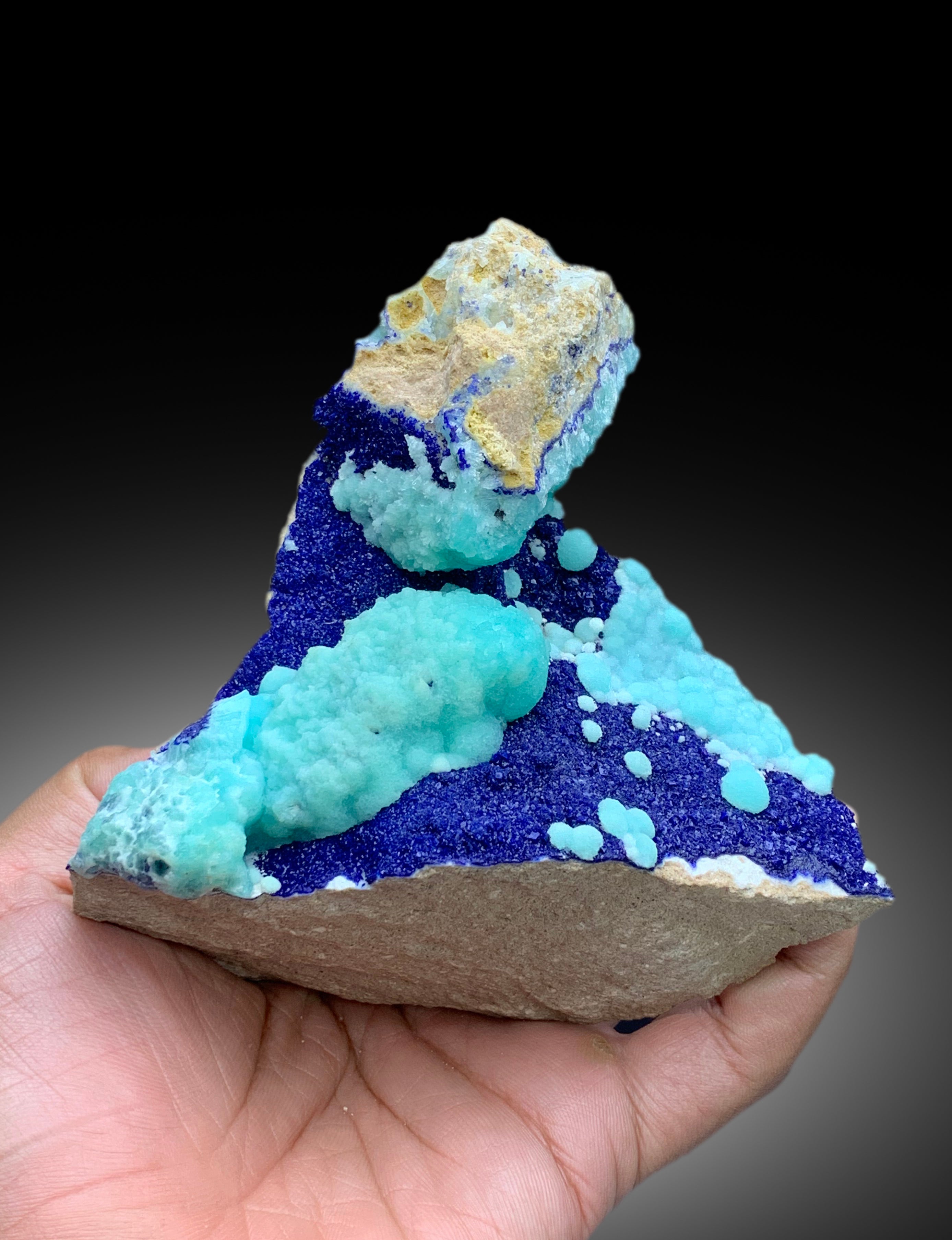 Natural Aragonite with Blue Azurite, Aragonite Specimen - 524 gram