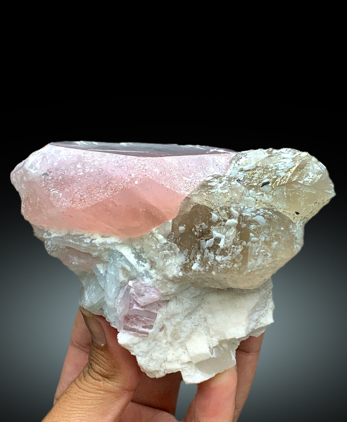 AquaMorganite with Smoky Quartz, Cleavelandite Albite and Feldspar, Bicolor Beryl, AquaMorganite from Afghanistan - 703 gram