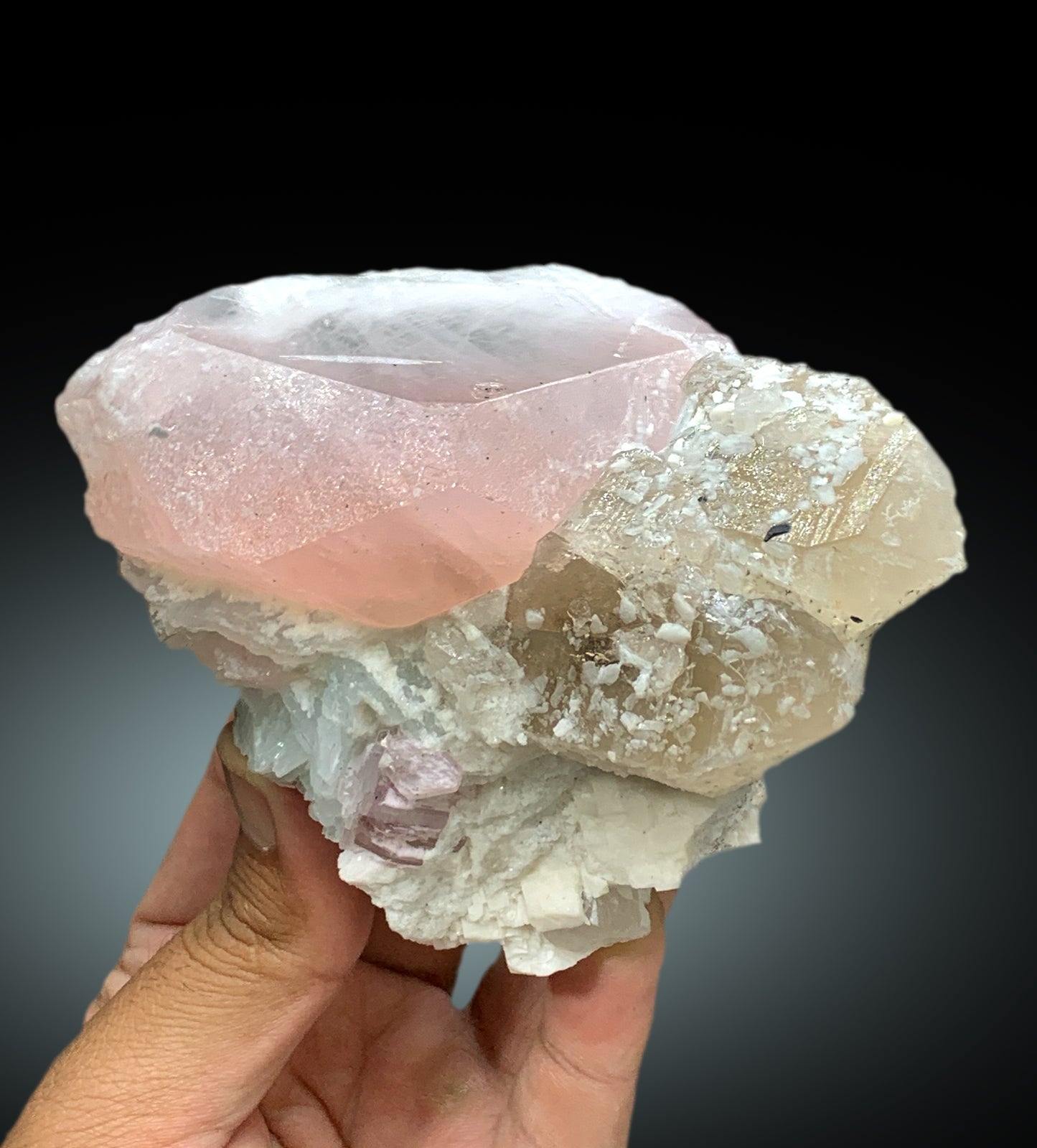 AquaMorganite with Smoky Quartz, Cleavelandite Albite and Feldspar, Bicolor Beryl, AquaMorganite from Afghanistan - 703 gram
